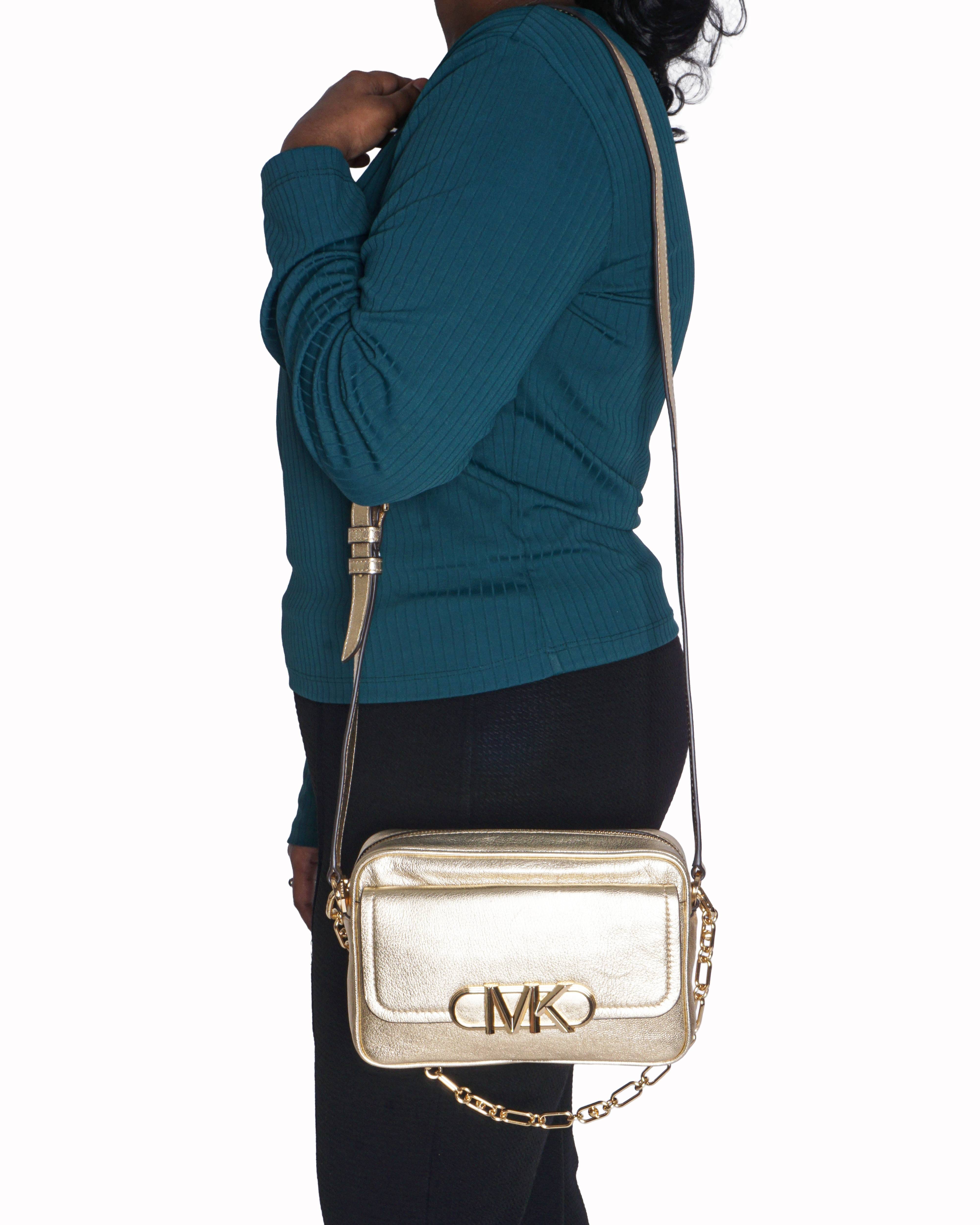 Michael Kors Parker Medium Metallic Leather Crossbody Bag