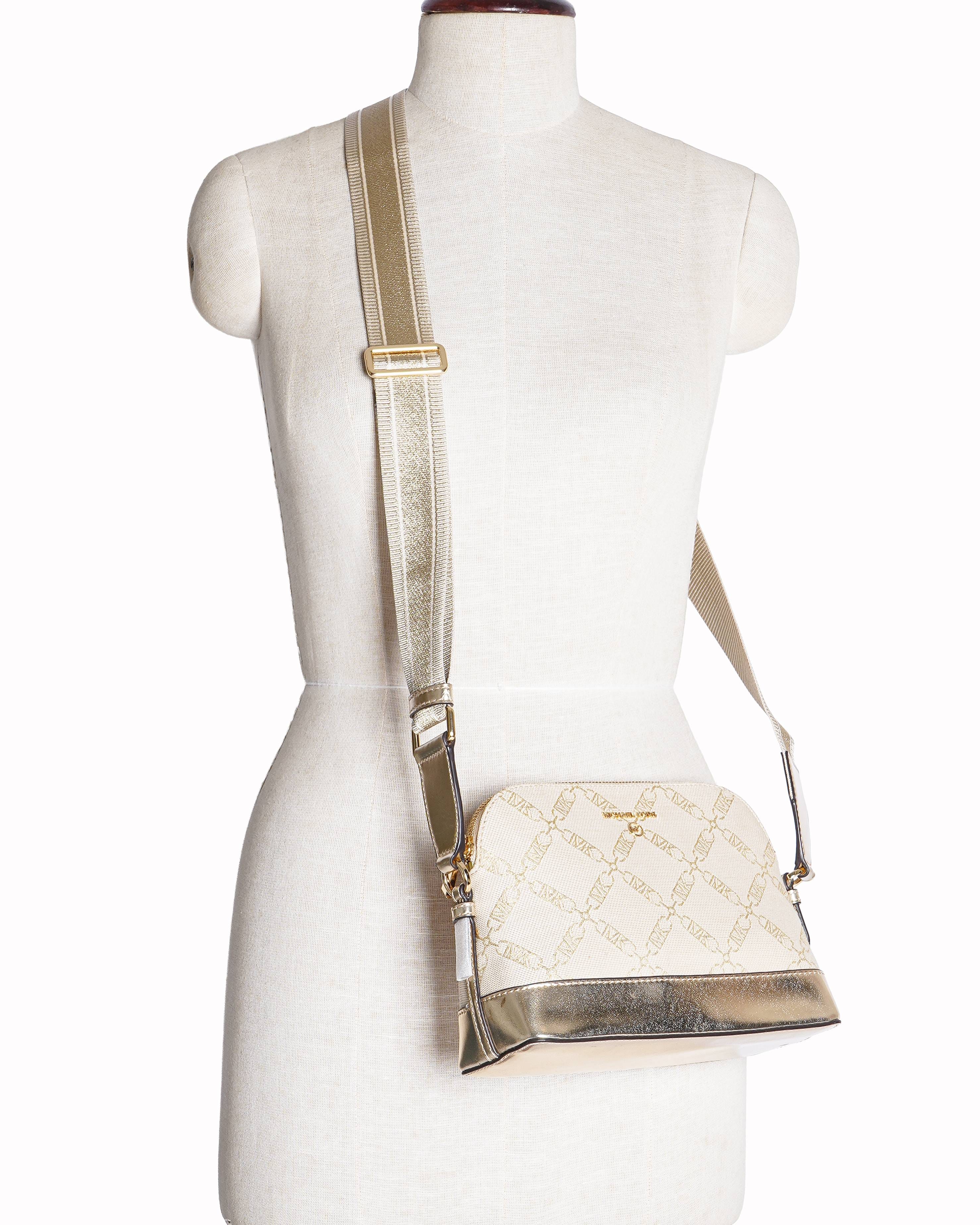 Michael Kors Jet Set Metallic Empire Logo Jacquard Crossbody Bag