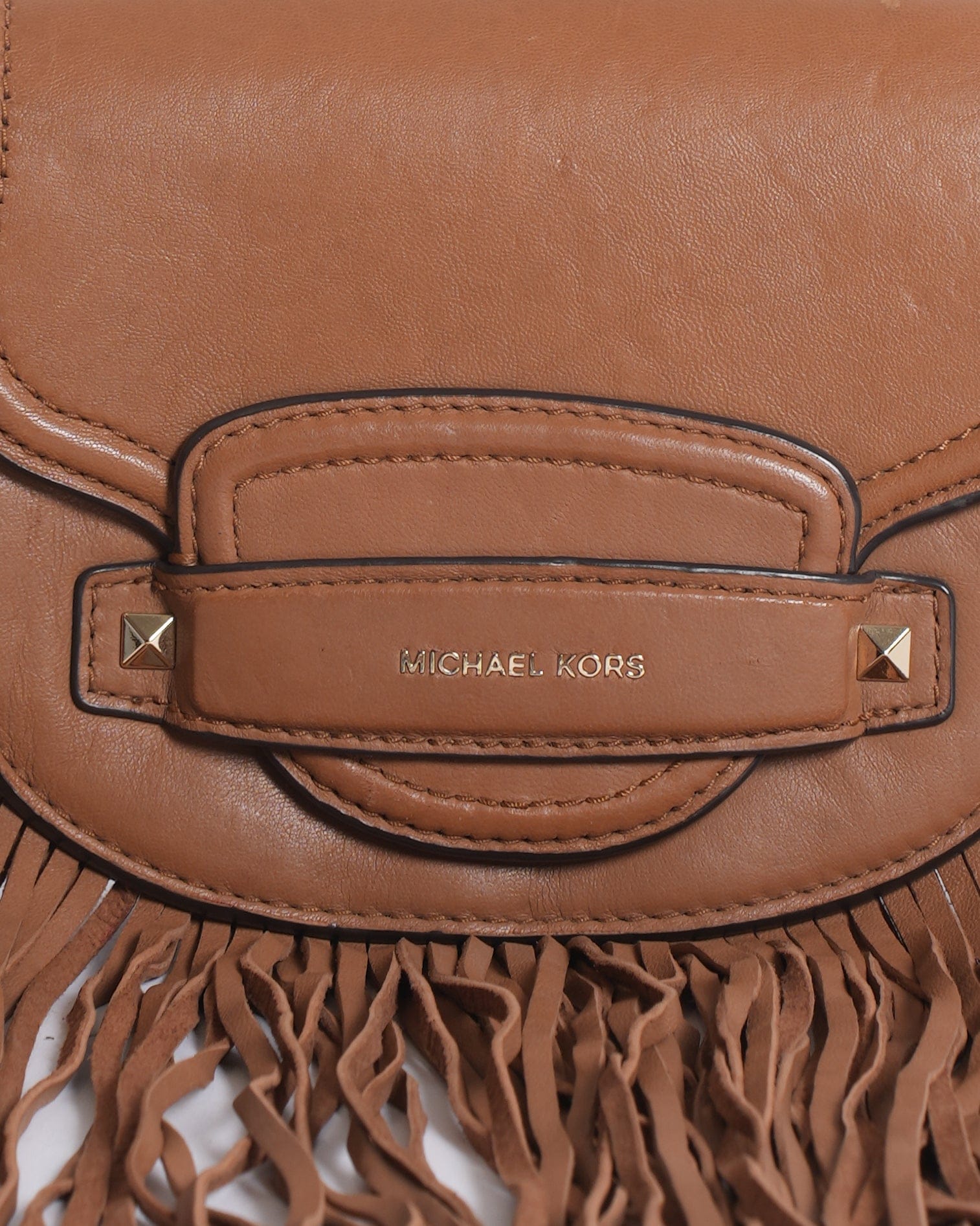 Michael Kors MK Small Fringed Leather Saddle Bag
