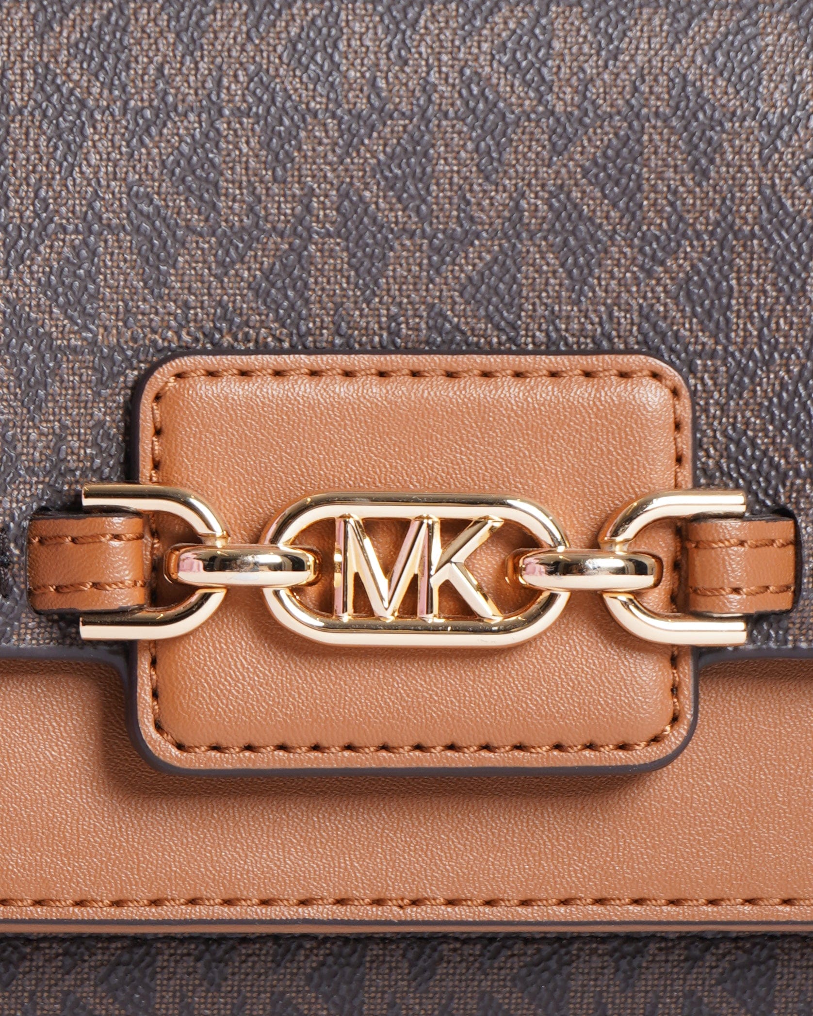 Michael Kors New Michael Kors Ginny Medium Logo Brown Coated Canvas Crossbody Bag
