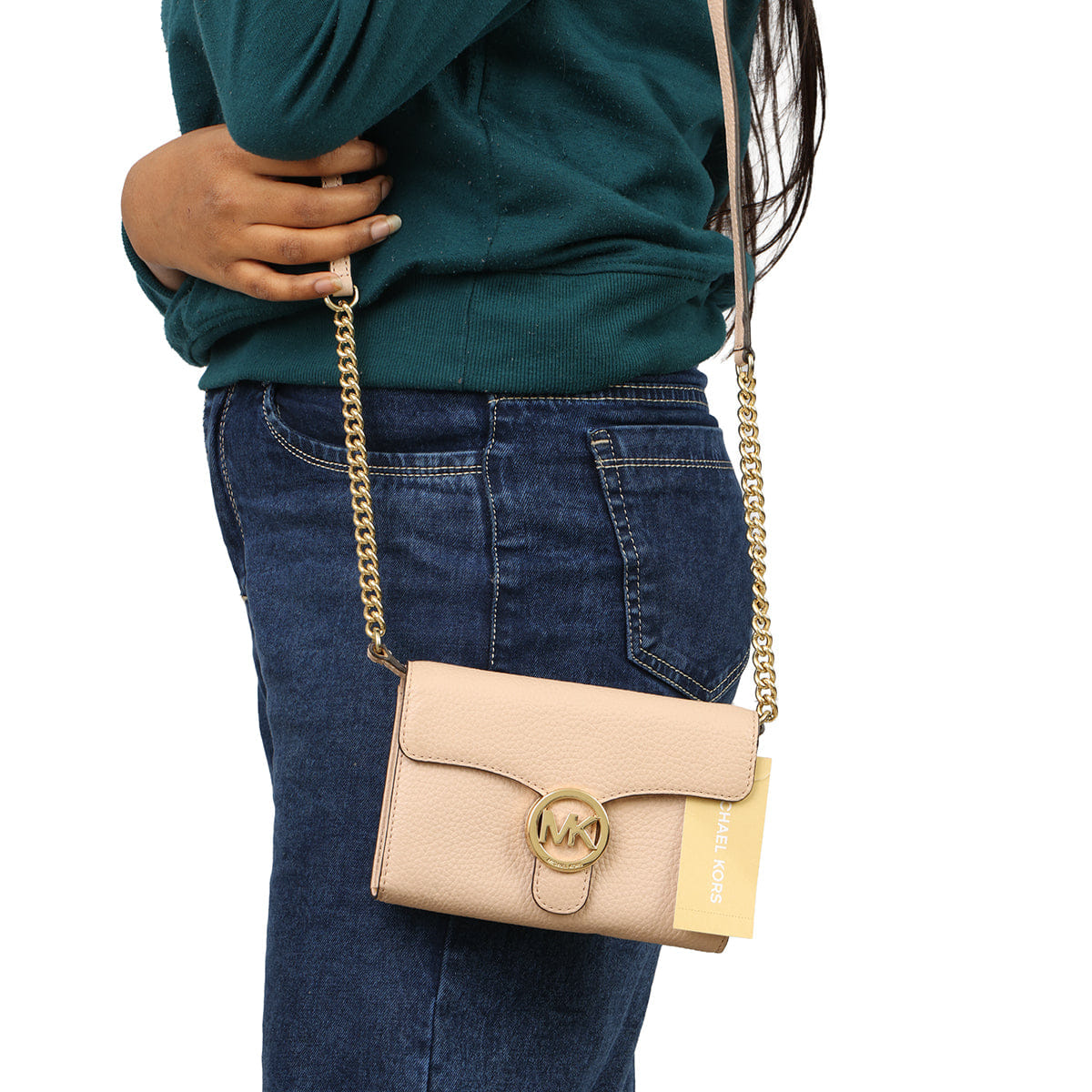 MICHAEL KORS BEIGE VANA LEATHER CROSSBODY BAG