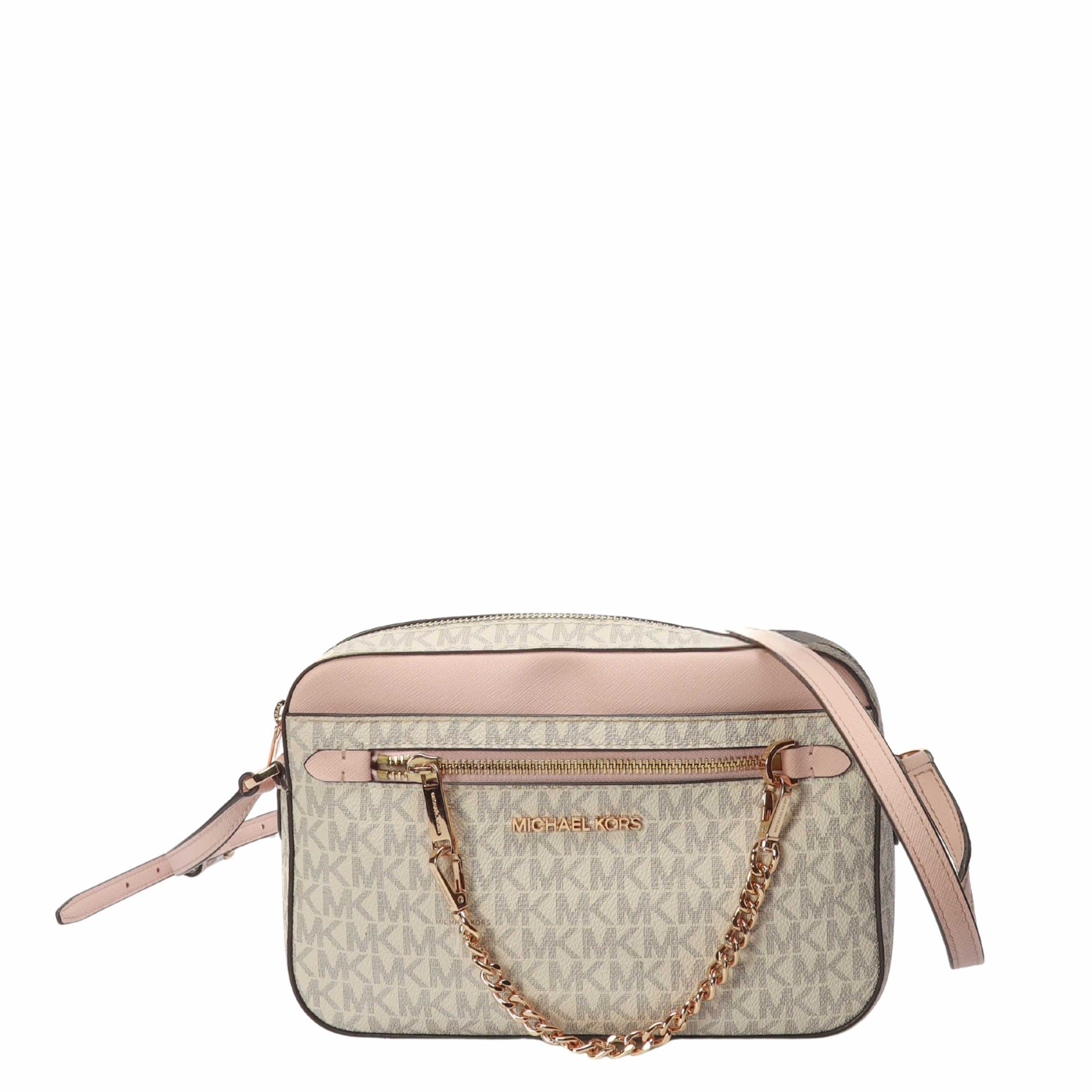 Michael Kors Jet Set Vanilla Pink Logo Crossbody Bag
