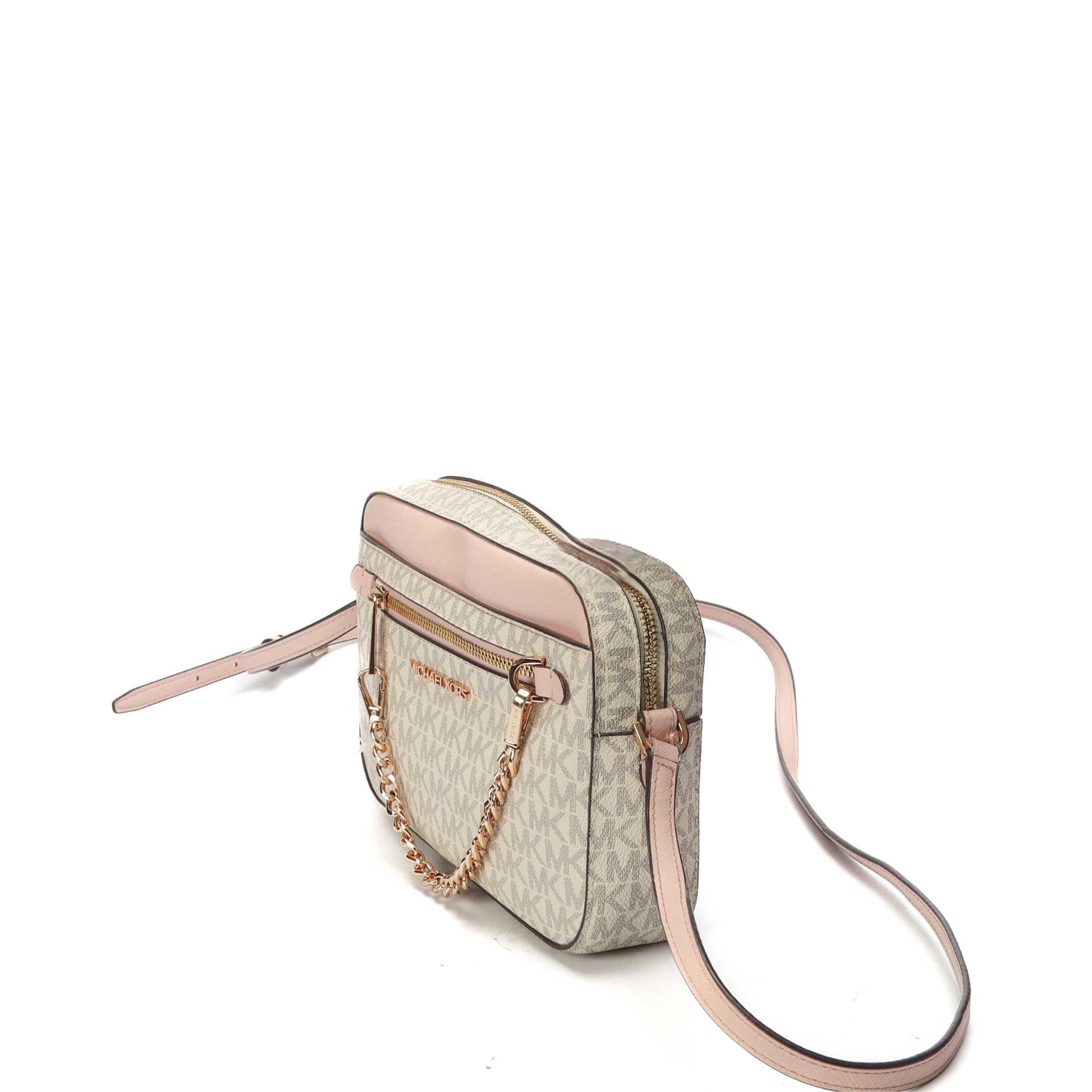 Michael Kors Jet Set Vanilla Pink Logo Crossbody Bag