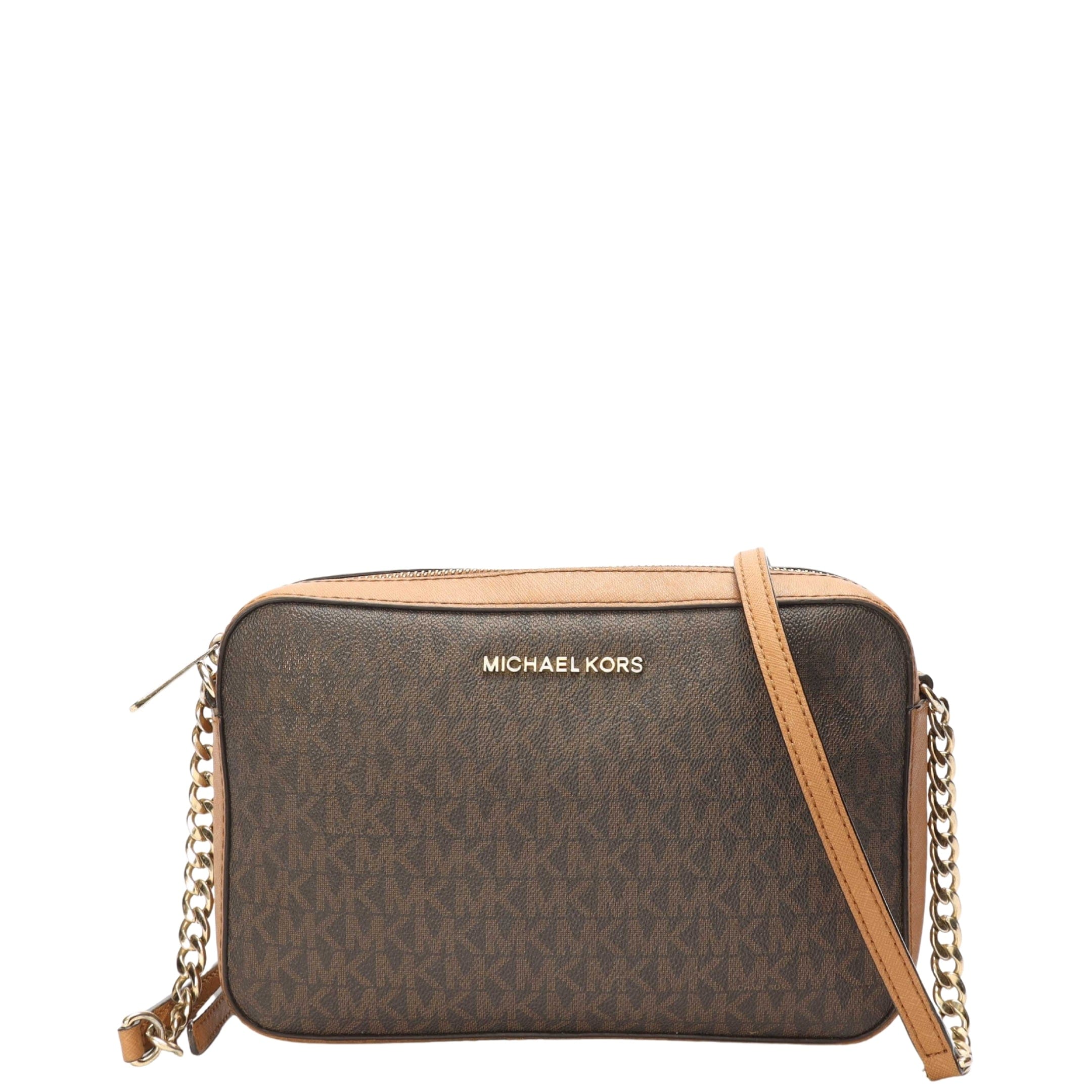 Michael Kors Jet Set Brown Logo Crossbody Bag