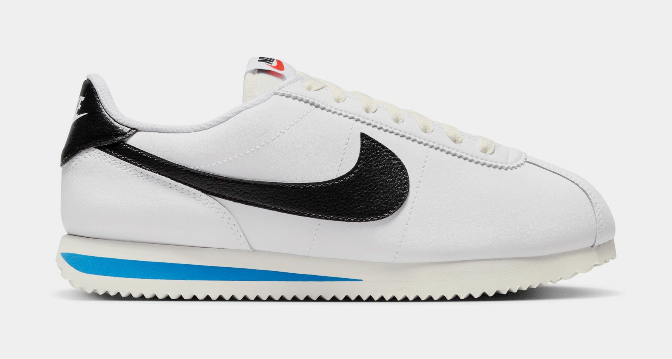 Nike Cortez Leather Womens Running Shoes (White/Black/Photo Blue)