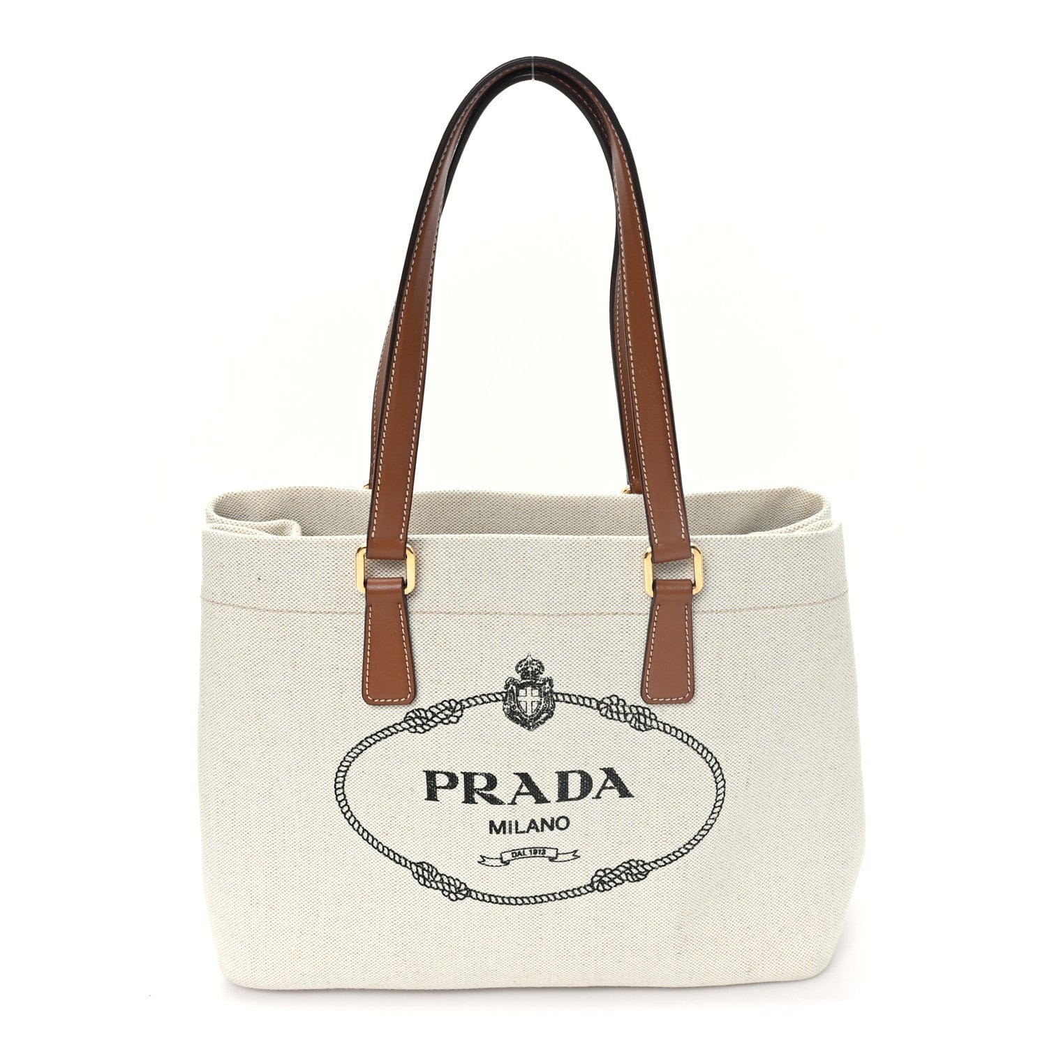 Prada Canvas Shopping Logo Tote Naturale