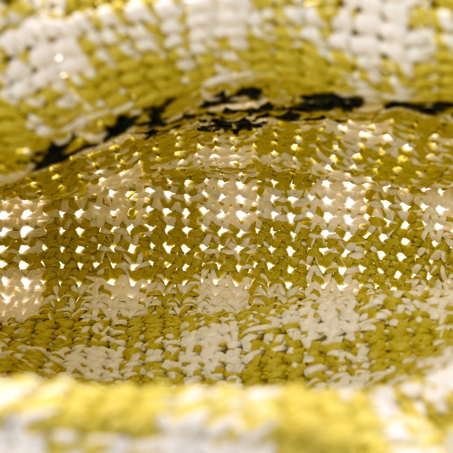 Prada Yarn Raffia Effect Crochet Embroidered Small Logo Tote Citron Yellow
