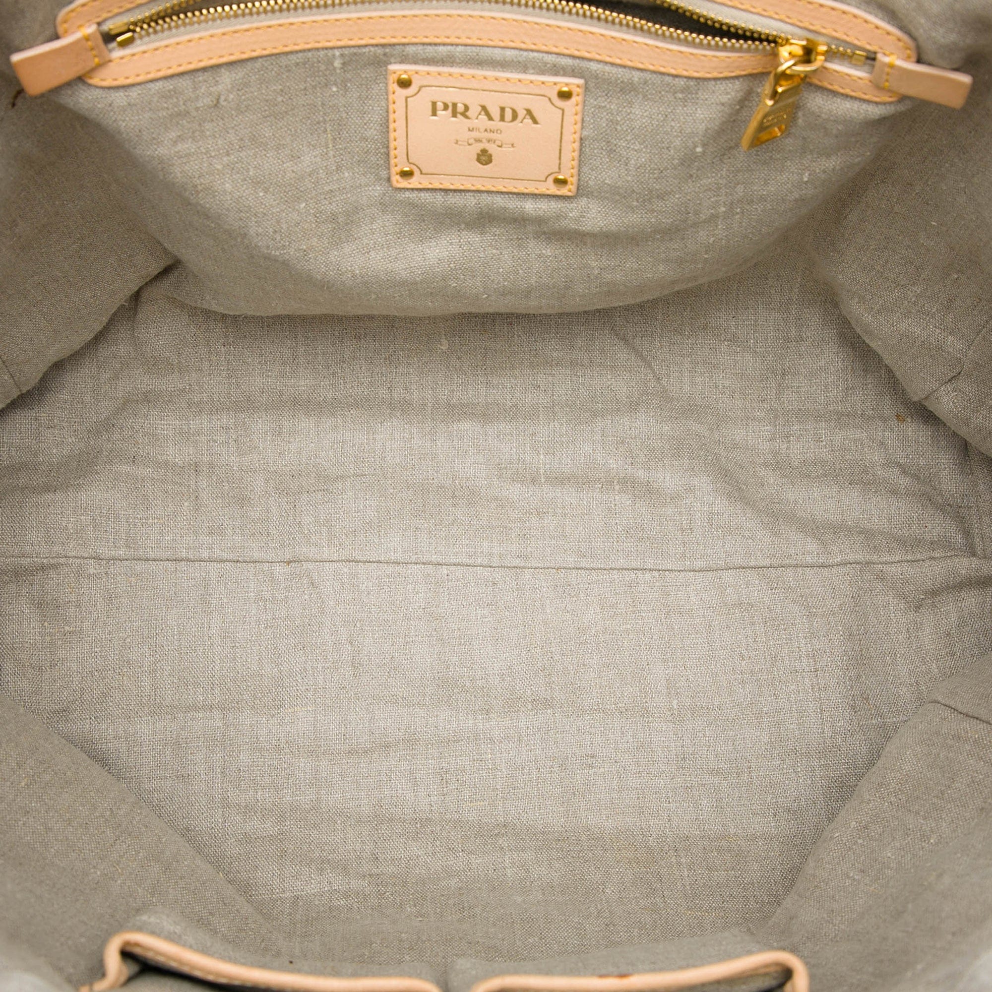 Prada Raffia Lino Fringe Shopping Tote