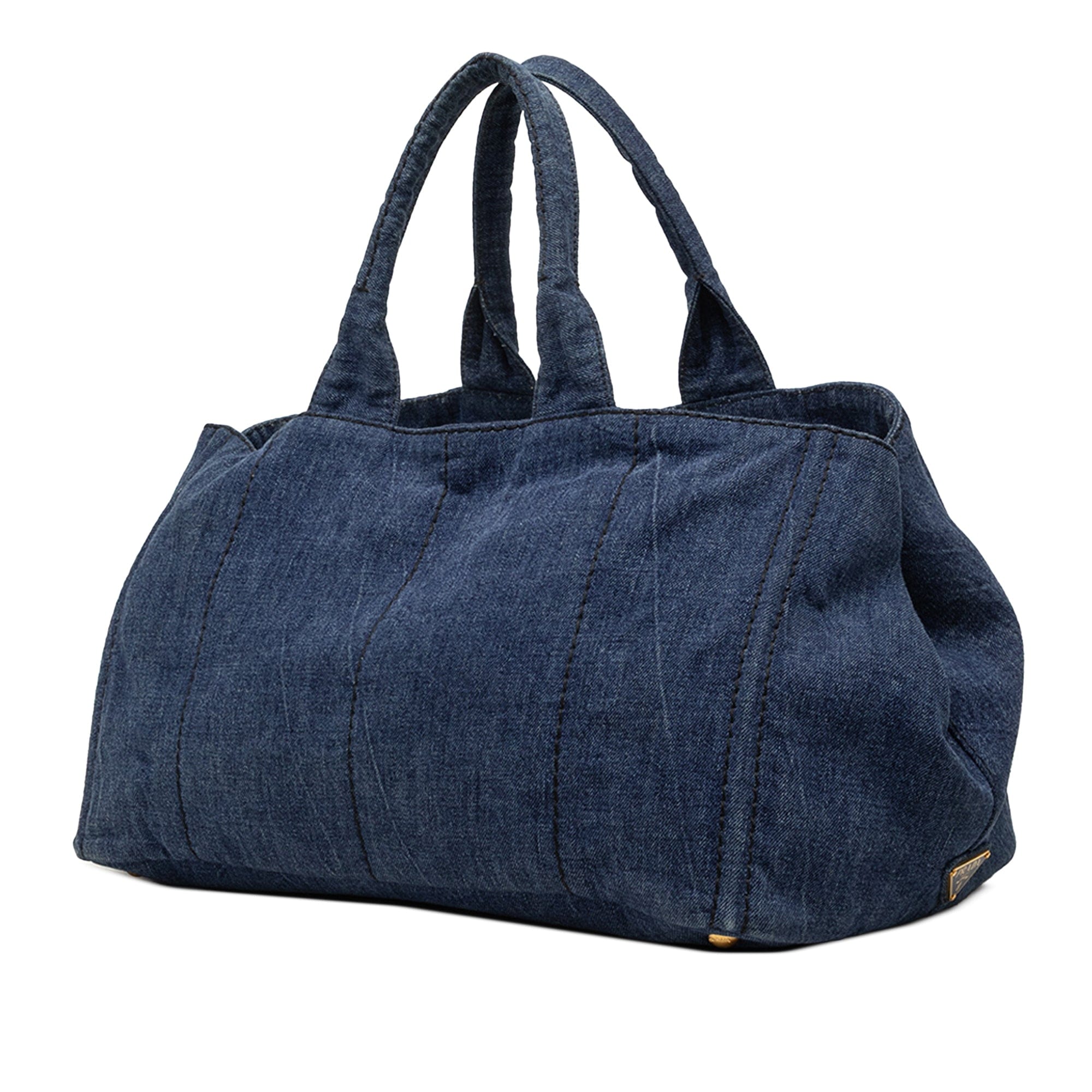 Prada Large Denim Canapa Logo Tote