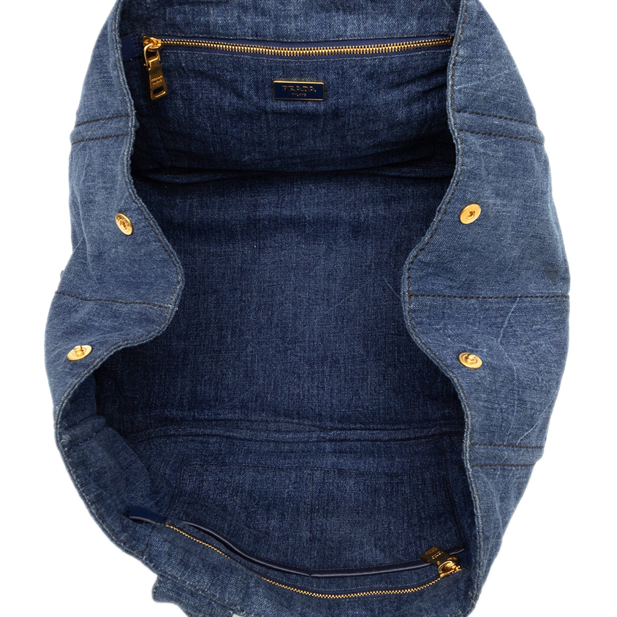 Prada Large Denim Canapa Logo Tote