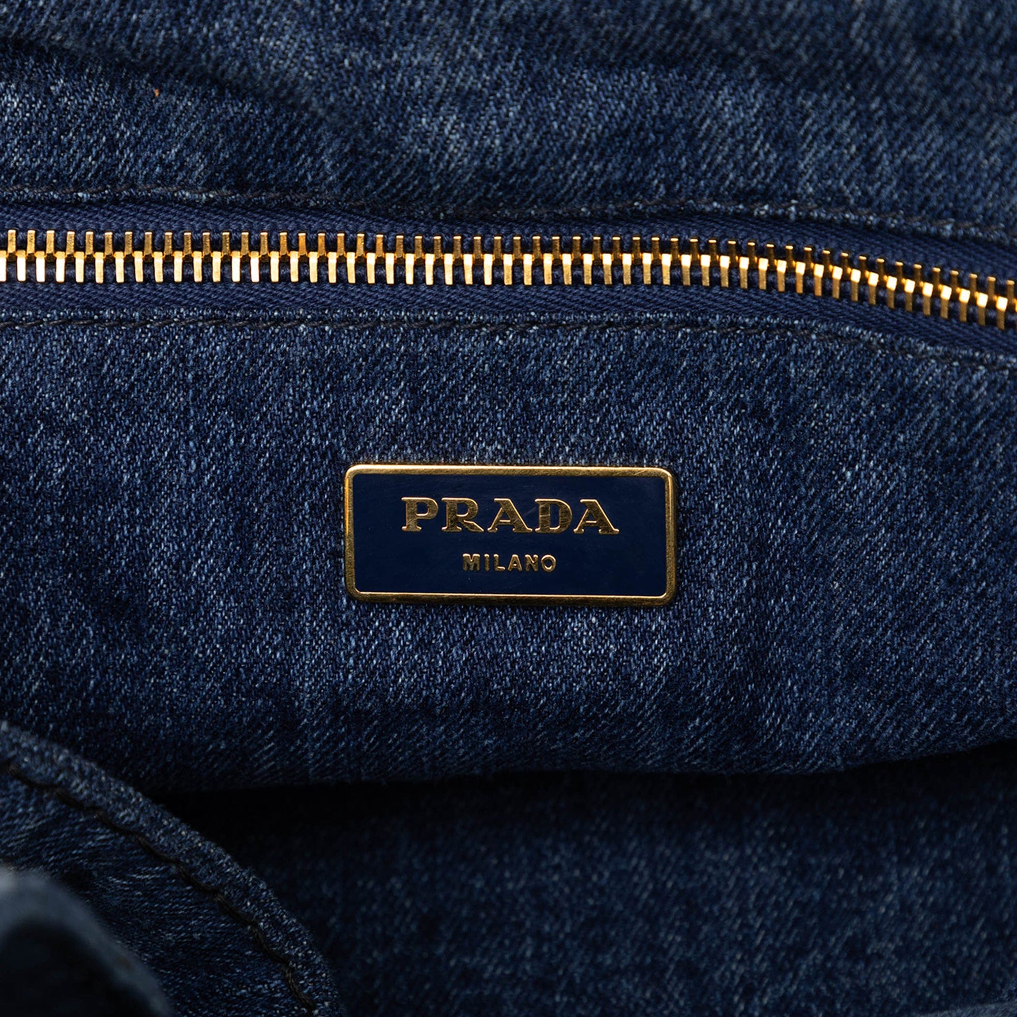Prada Large Denim Canapa Logo Tote