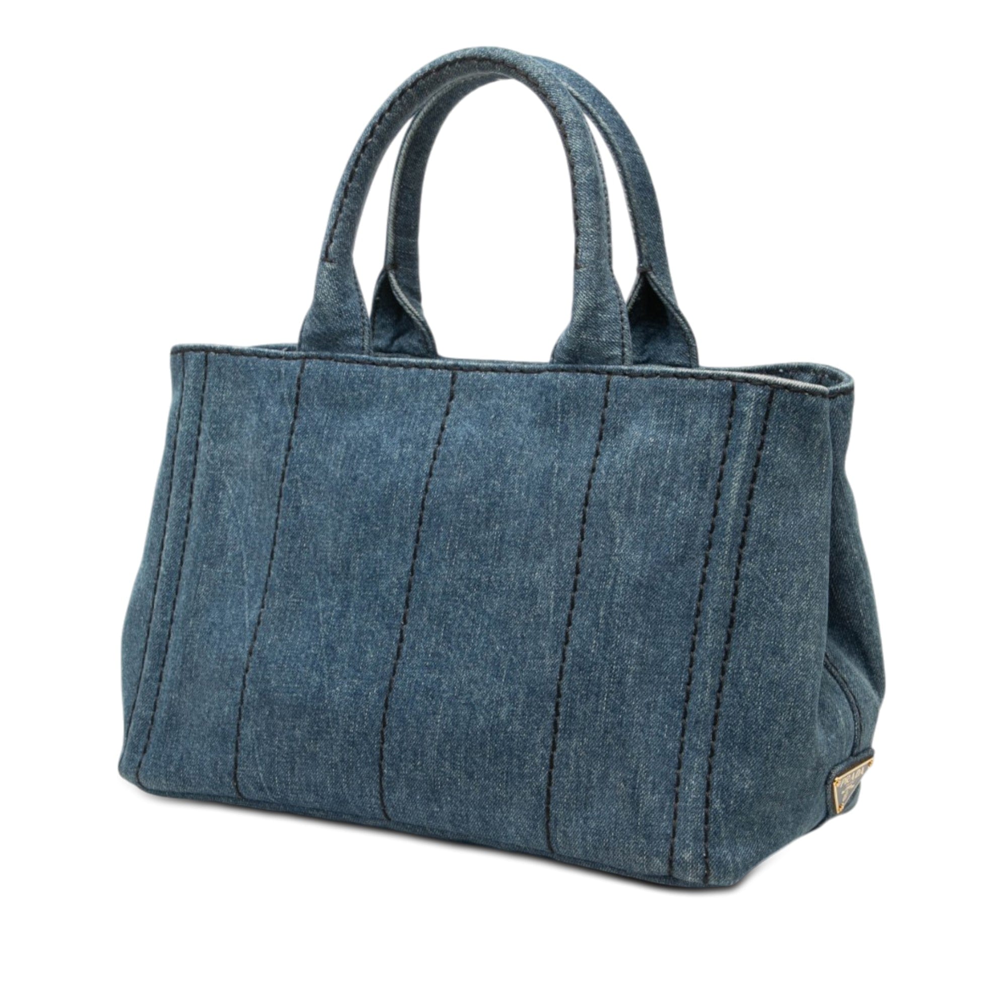 Prada Small Denim Canapa Logo Tote