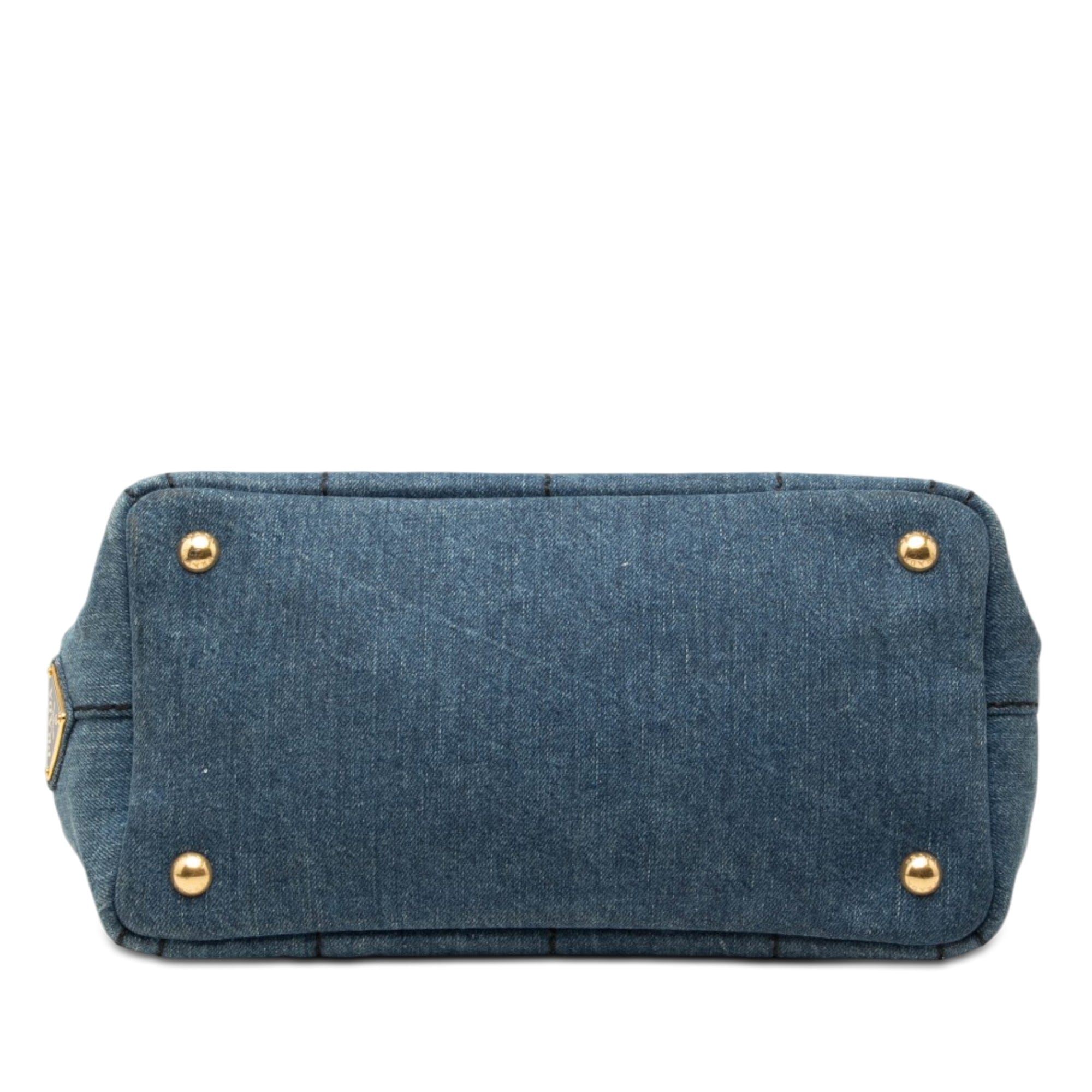 Prada Small Denim Canapa Logo Tote