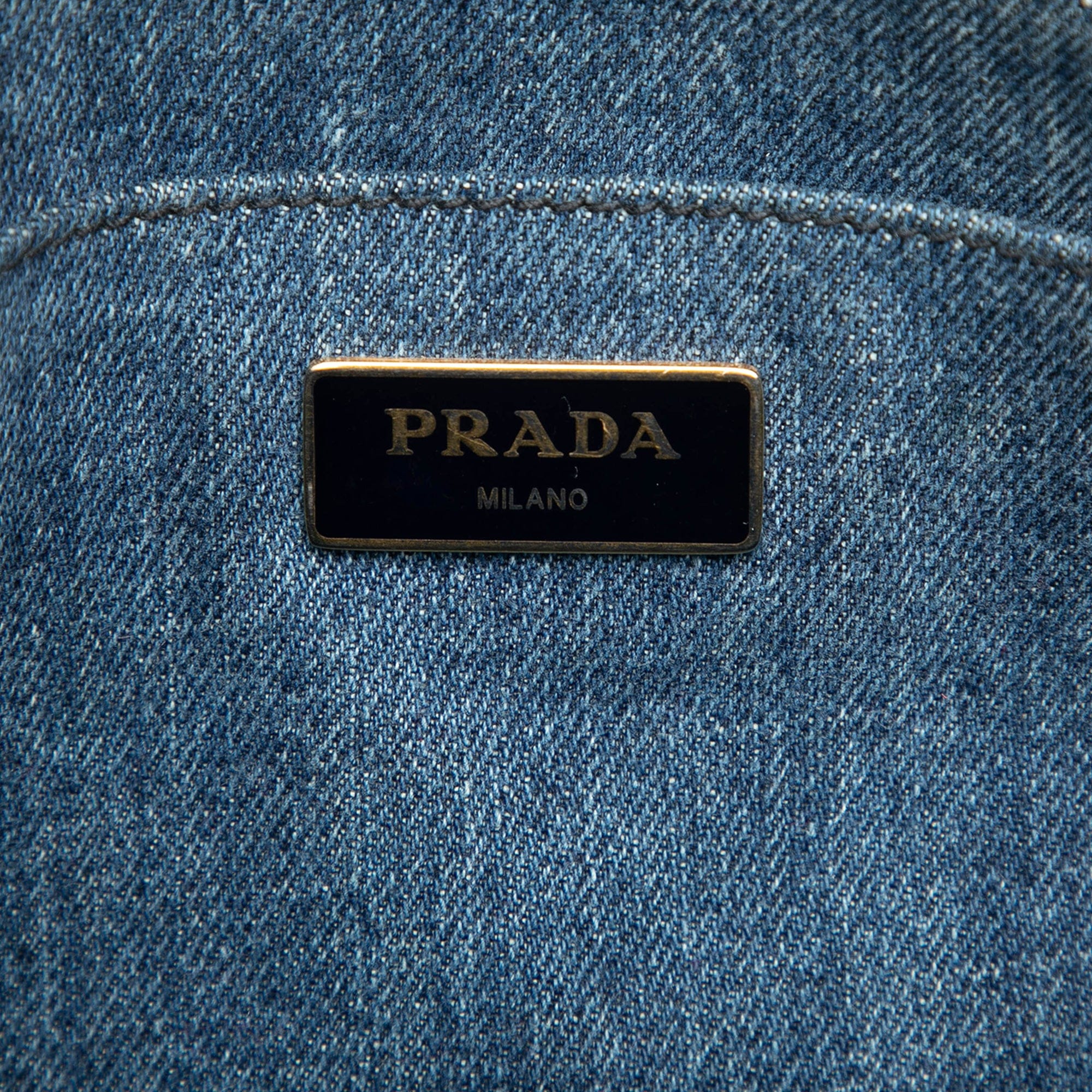 Prada Small Denim Canapa Logo Tote