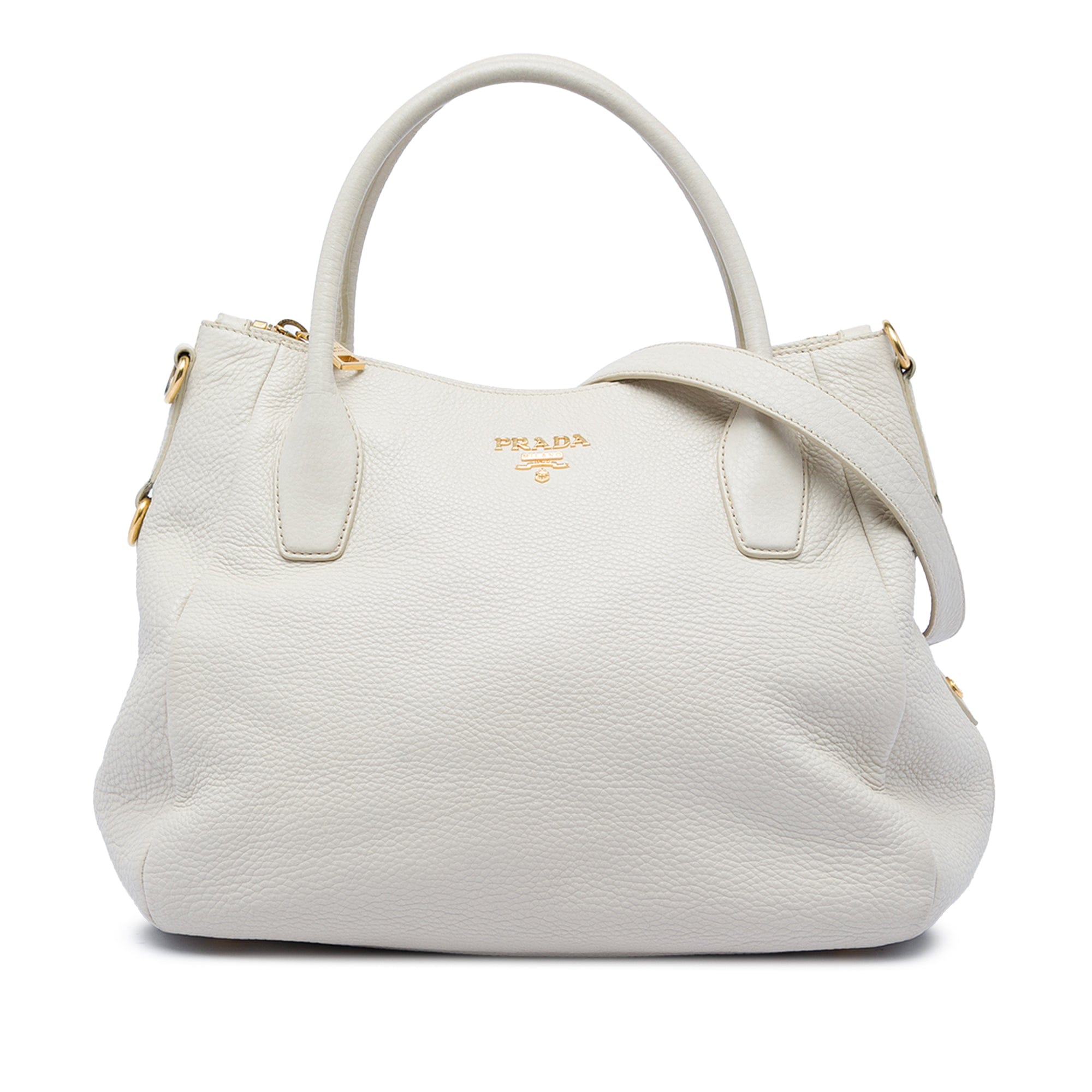 Prada Vitello Daino Zip Top Convertible Tote
