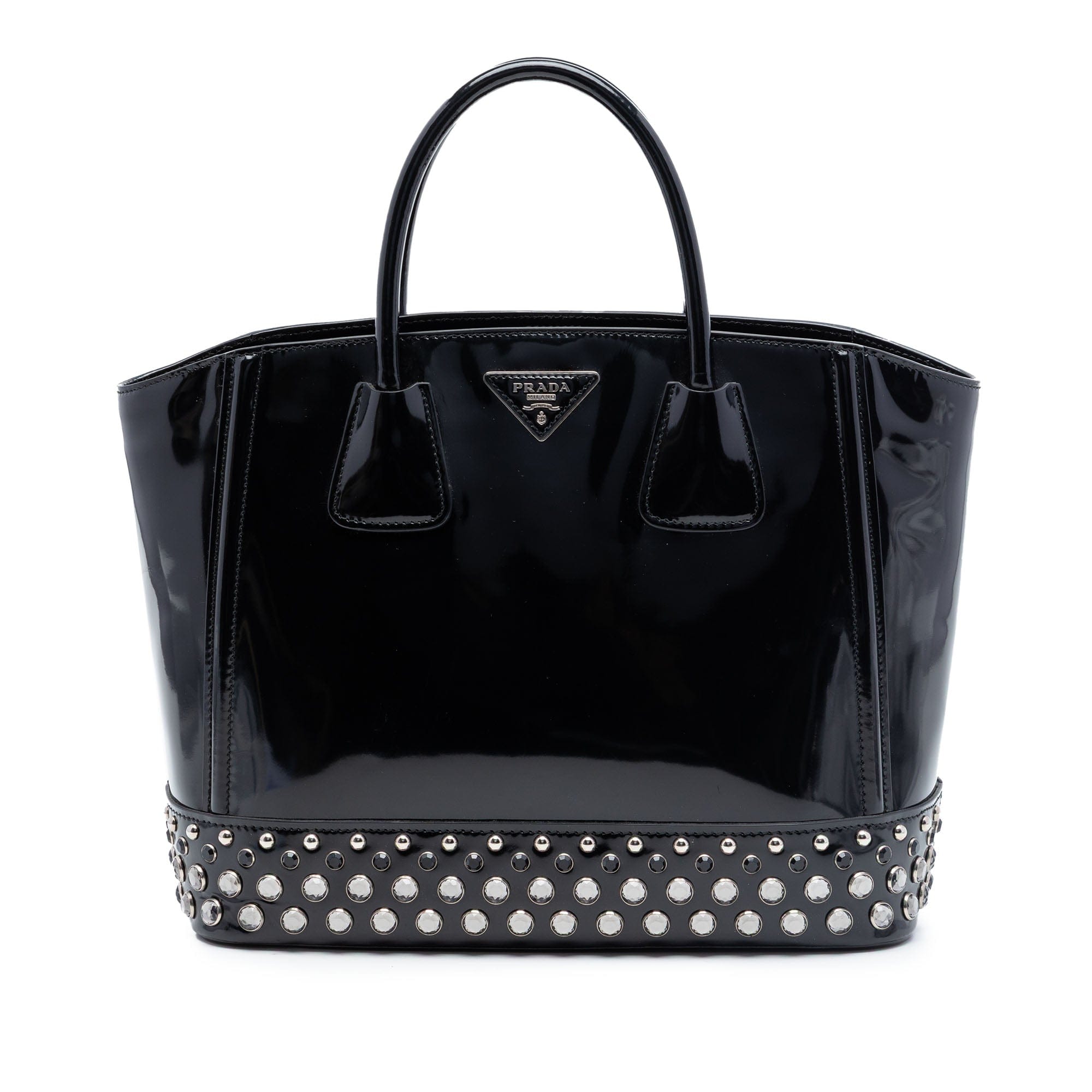 Prada Spazzolato Studded Crystal Tote