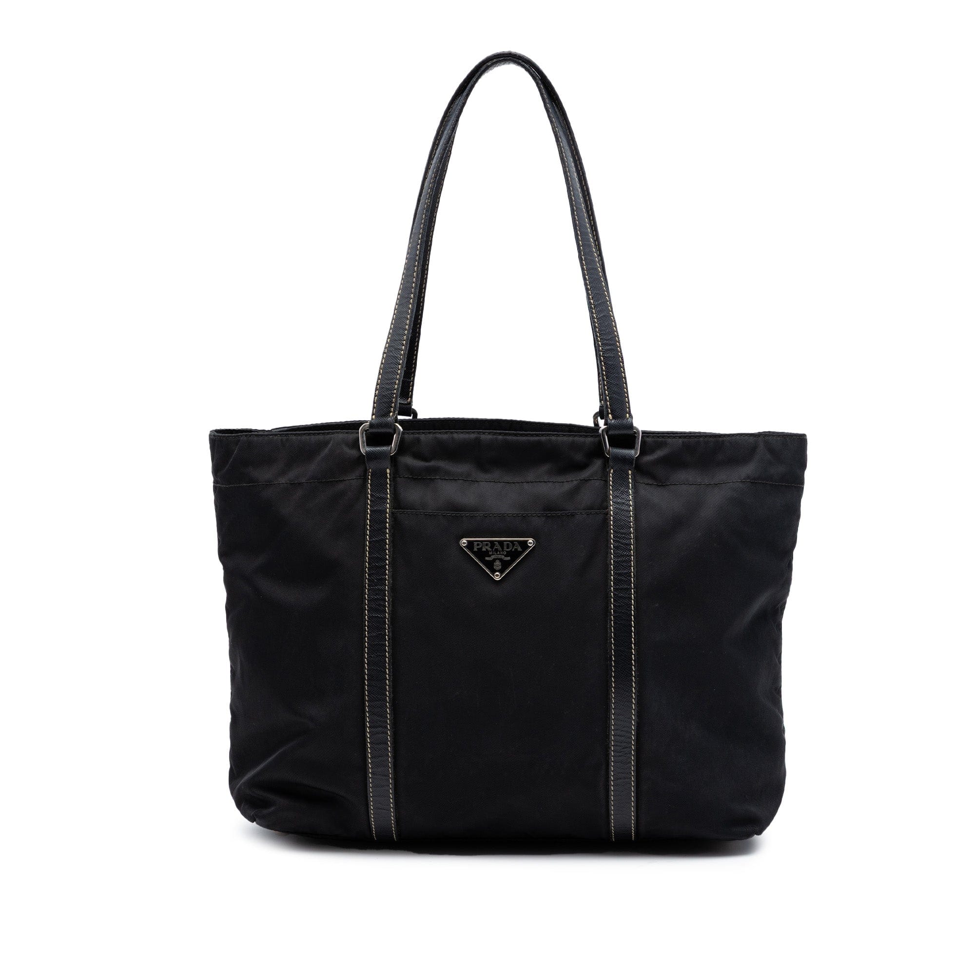 Prada Saffiano Trimmed Tessuto Tote