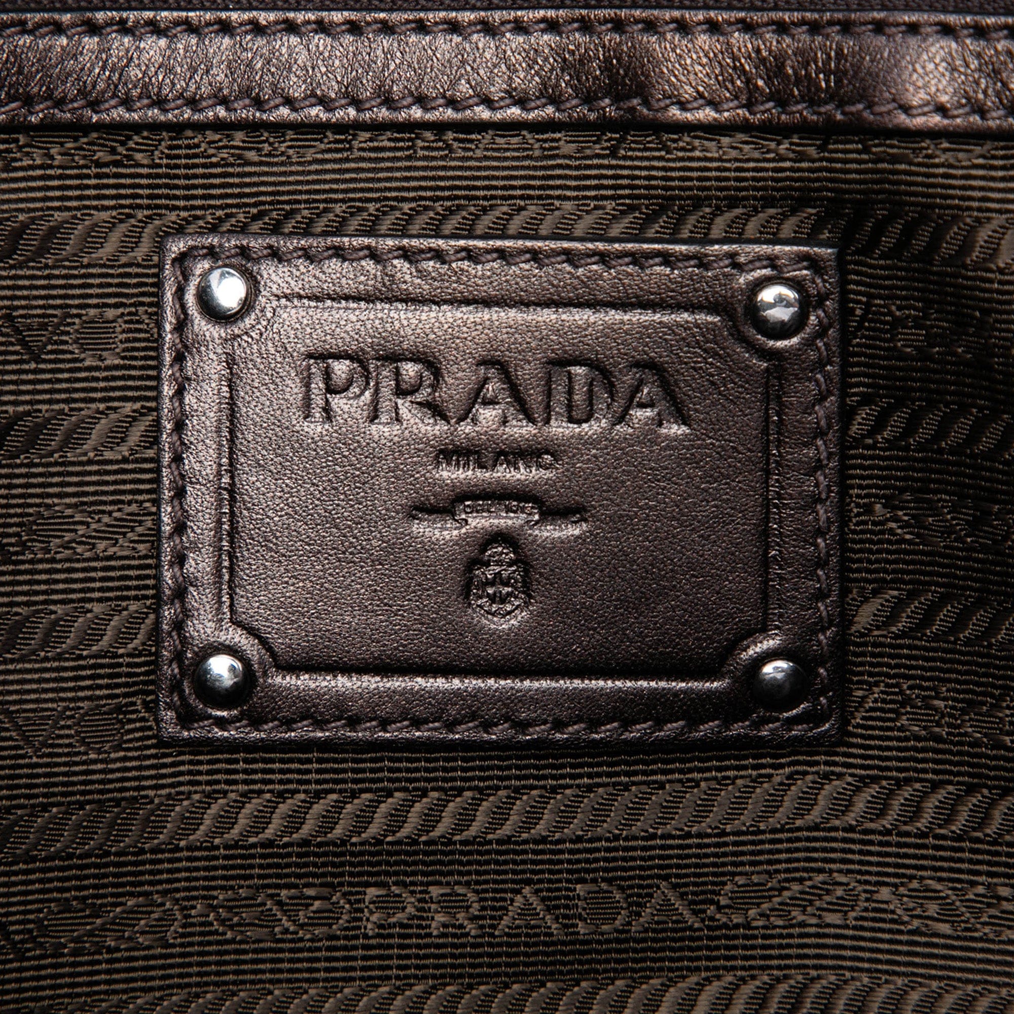 Prada Metallic Nappa Mordore Ruffle Tote