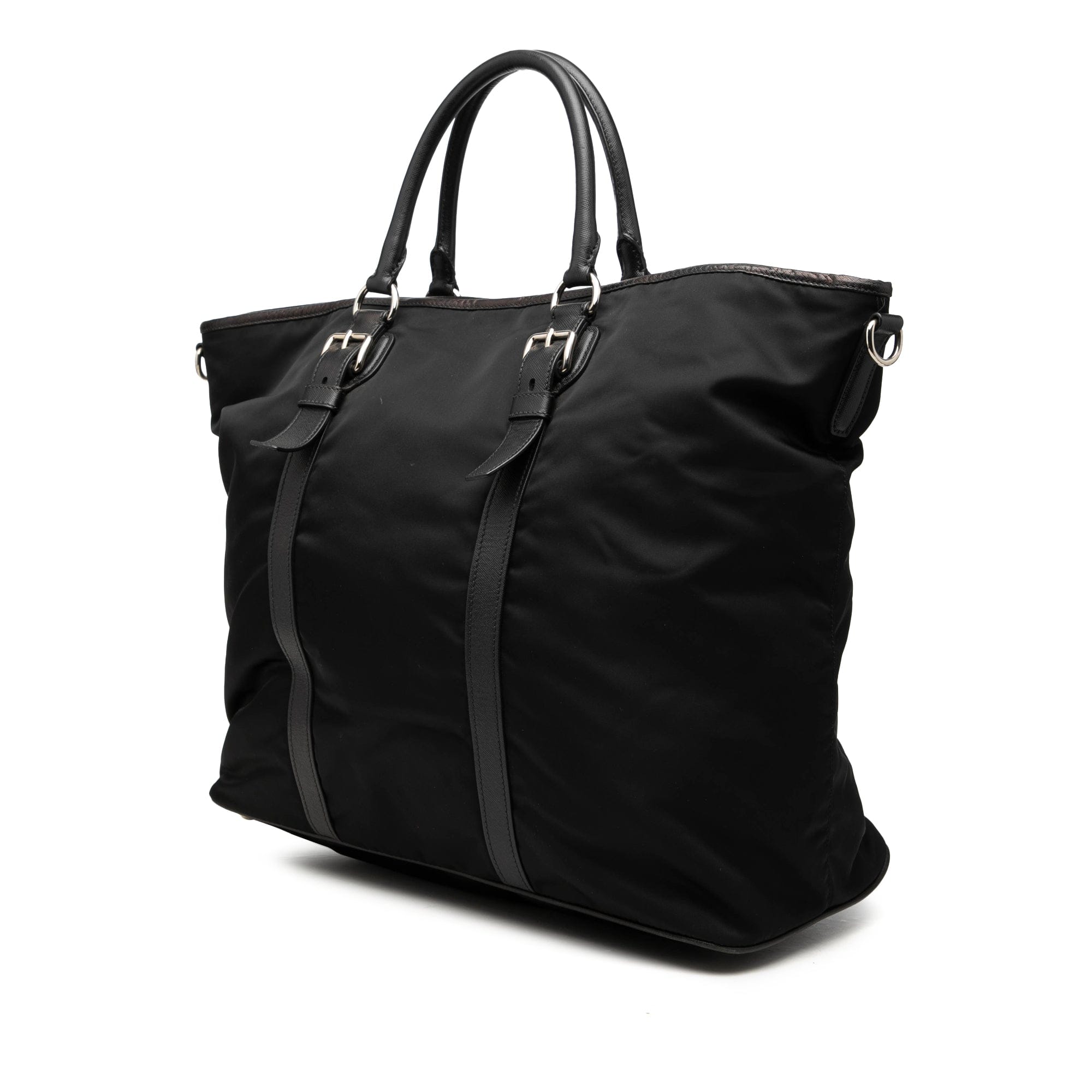 Prada Saffiano Trimmed Tessuto Open Convertible Tote