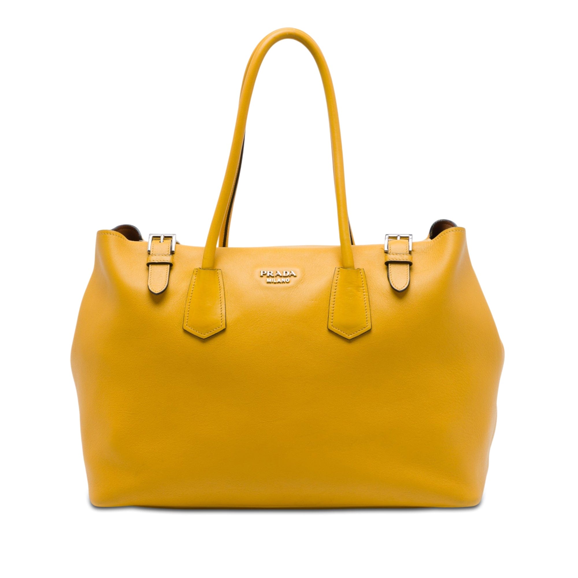 Prada City Calf Leather Buckle Tote