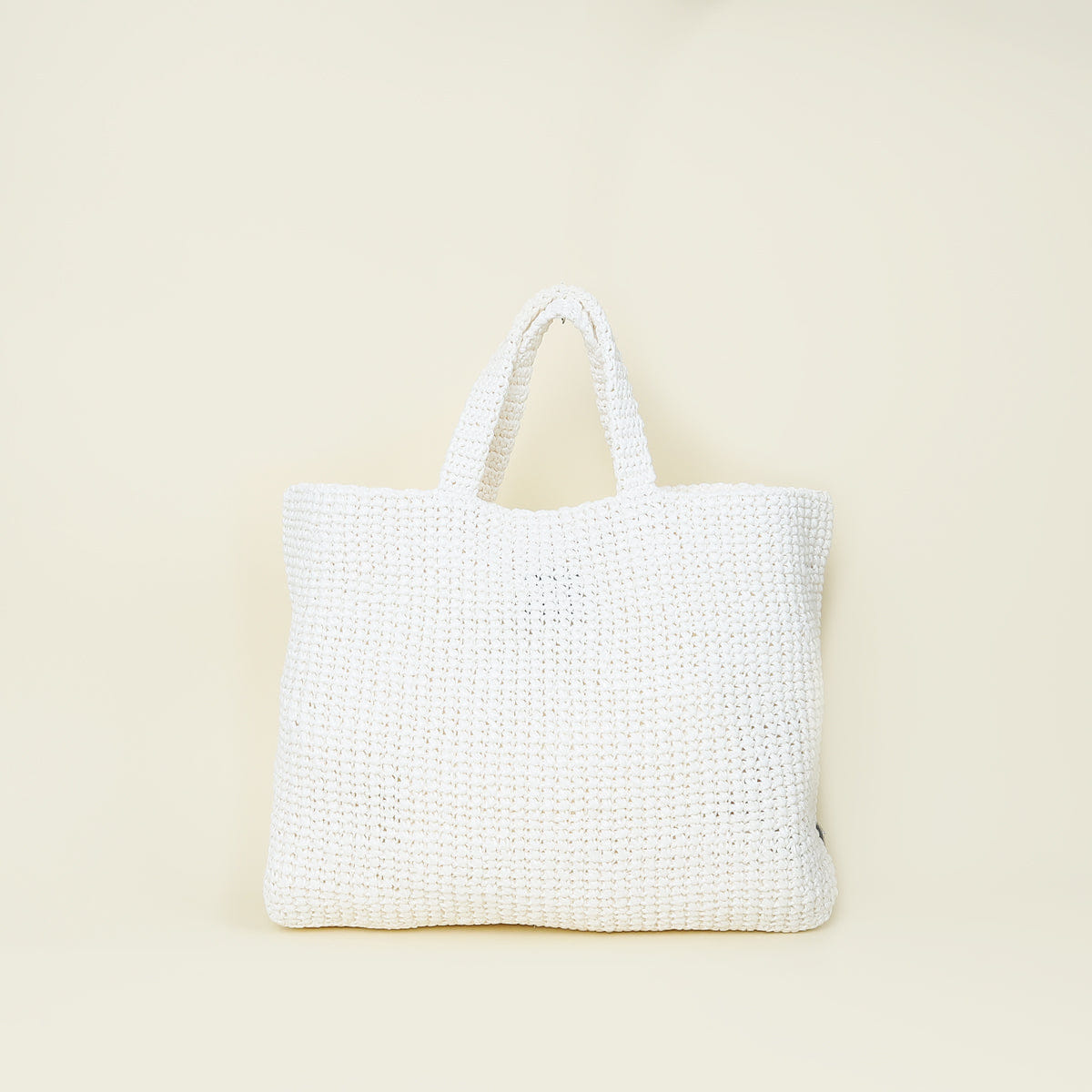 Prada Bicolor Logo Raffia Crochet Tote Bag