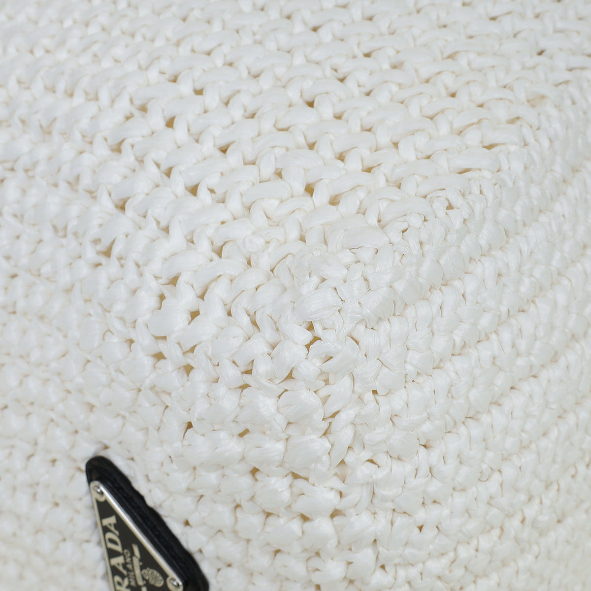Prada Bicolor Logo Raffia Crochet Tote Bag