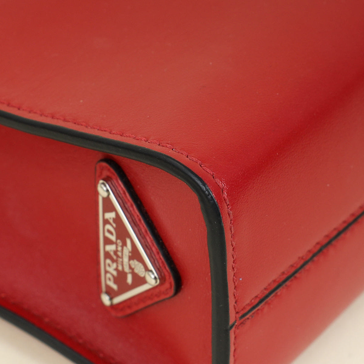 Prada Red Logo Drill Tote Bag
