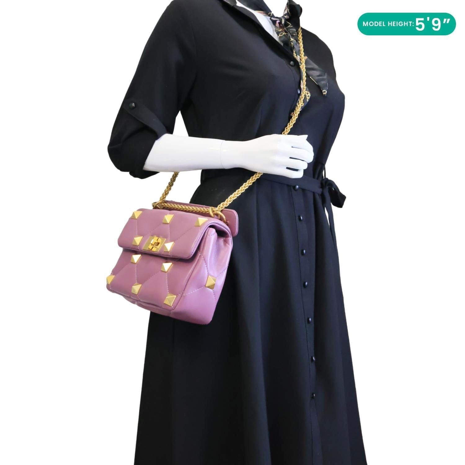 VALENTINO Garavani Roman Stud Quilted Leather Crossbody Bag Purple
