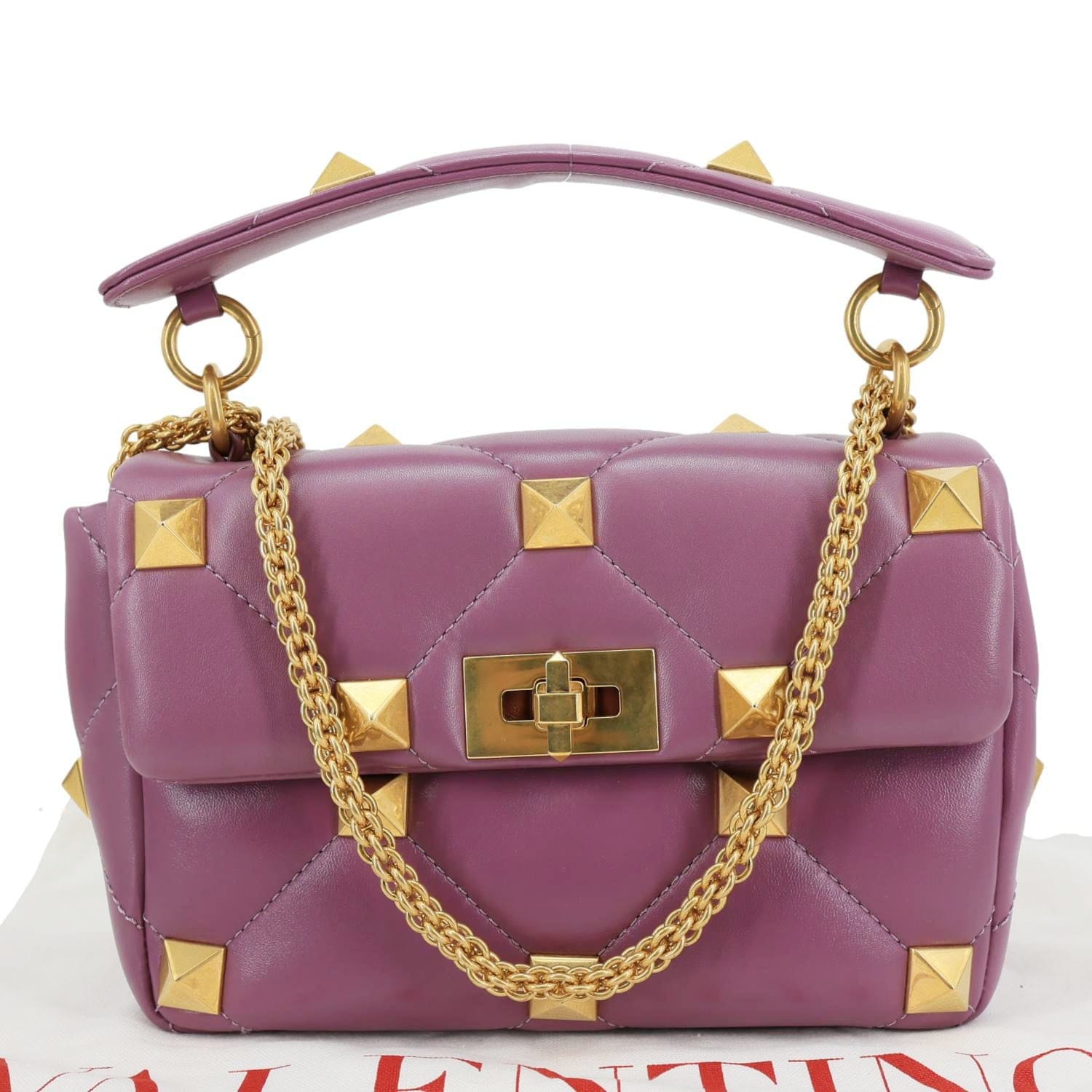 VALENTINO Garavani Roman Stud Quilted Leather Crossbody Bag Purple