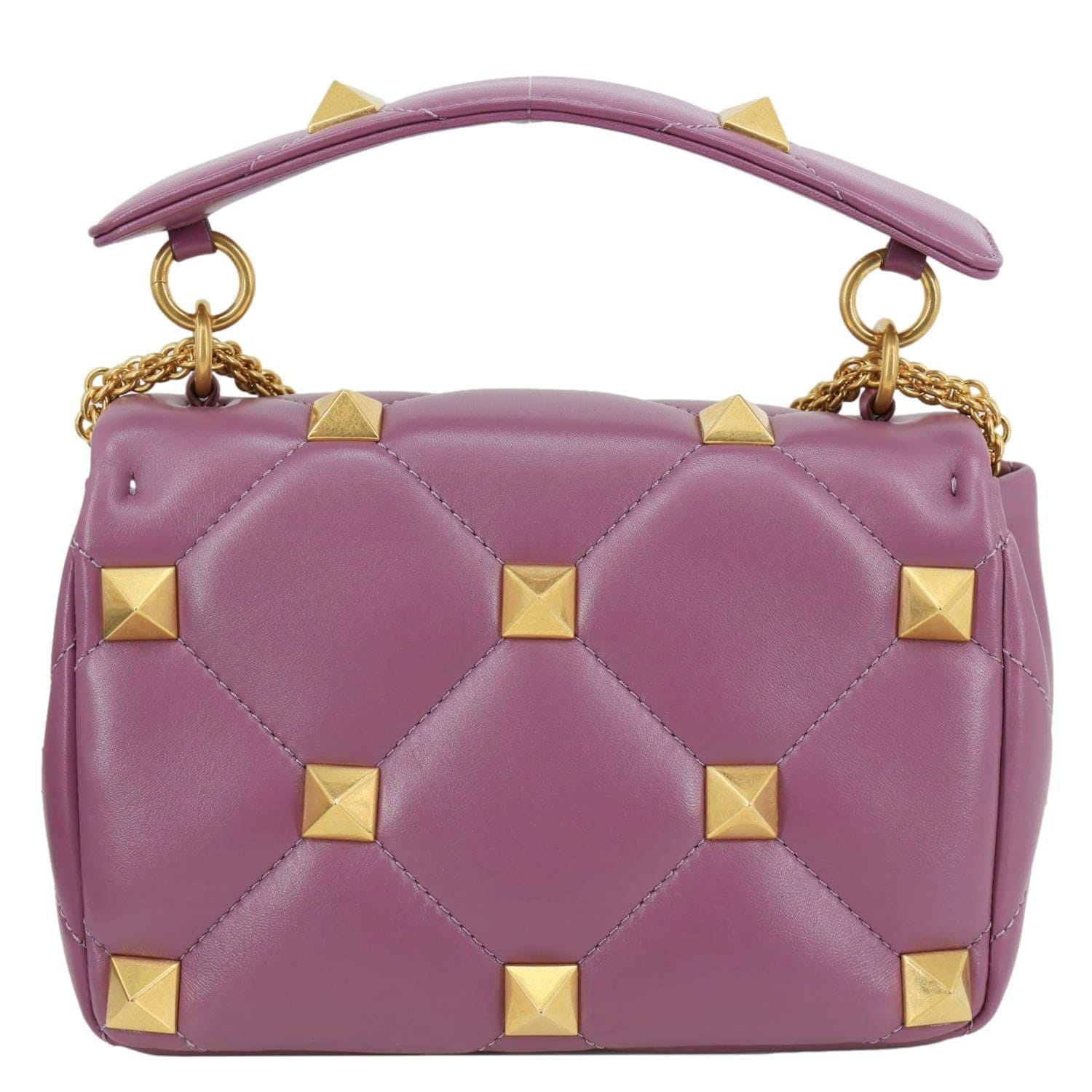 VALENTINO Garavani Roman Stud Quilted Leather Crossbody Bag Purple
