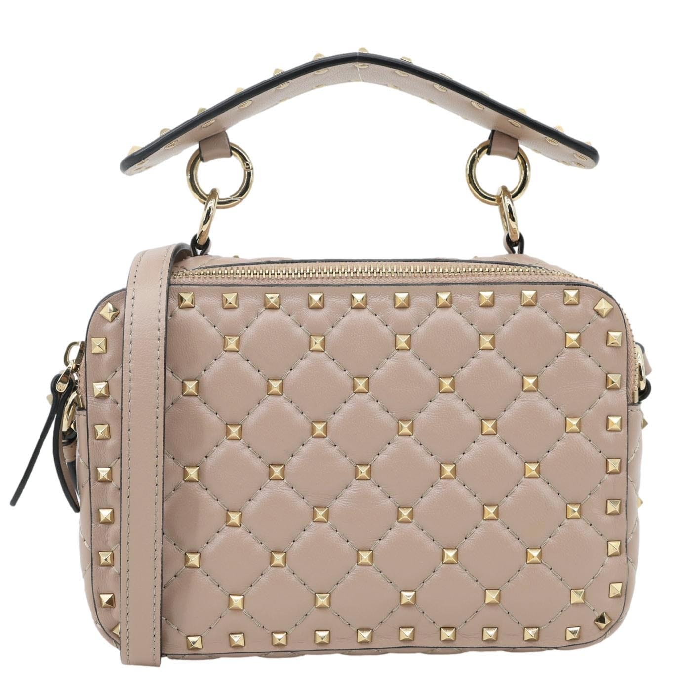 VALENTINO Garavani Rockstud Spike Quilted Leather Crossbody Bag Rose Pink