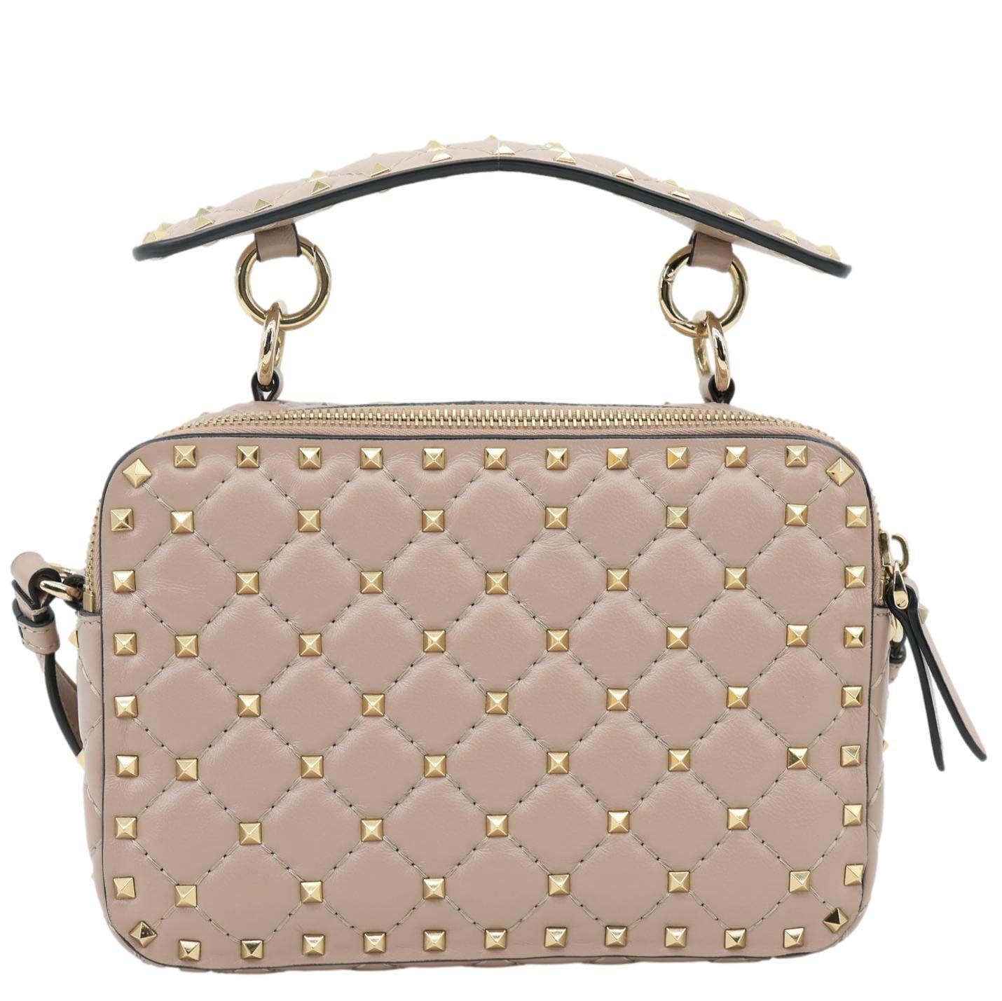 VALENTINO Garavani Rockstud Spike Quilted Leather Crossbody Bag Rose Pink