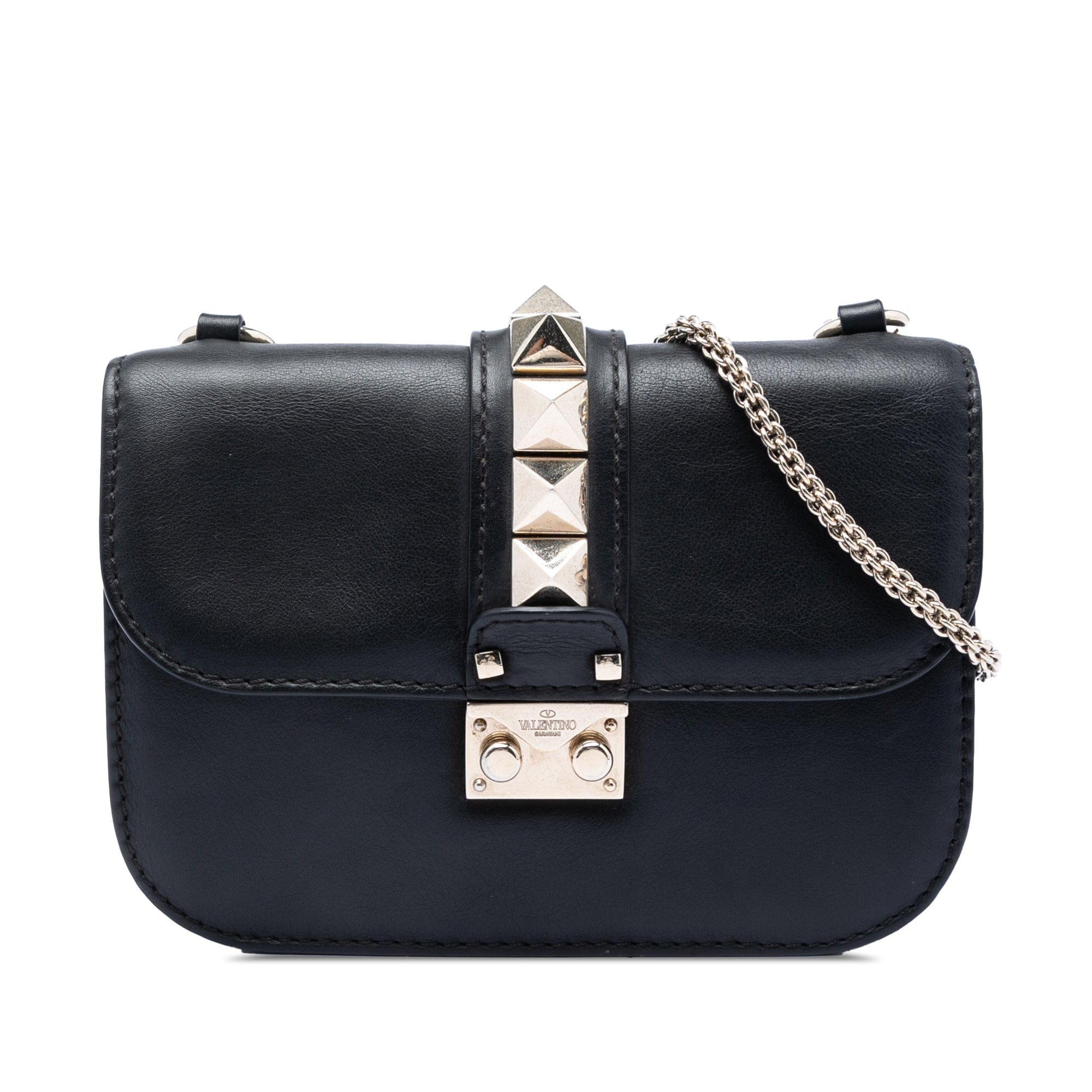 Valentino Small Leather Rockstud Glam Lock Crossbody
