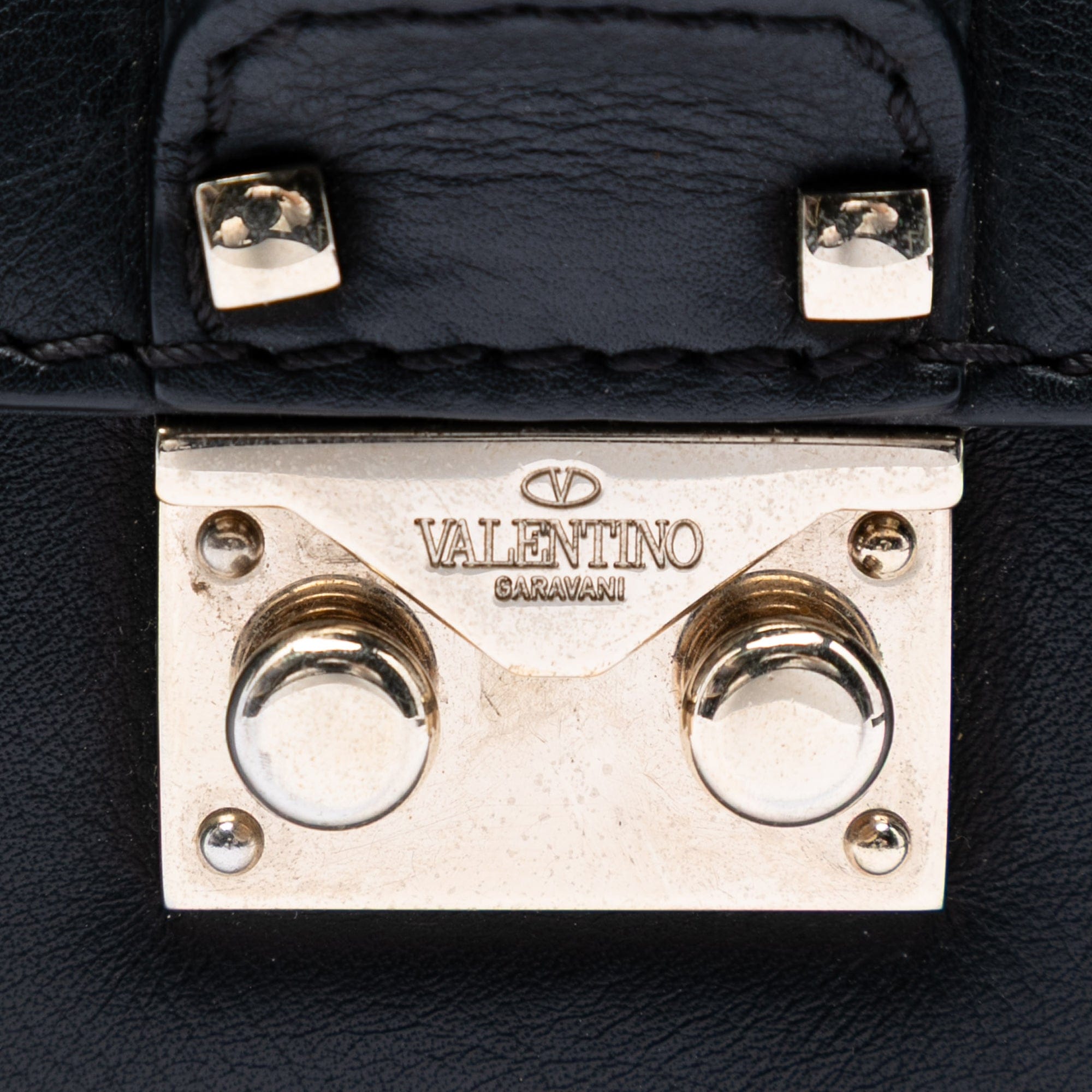 Valentino Small Leather Rockstud Glam Lock Crossbody