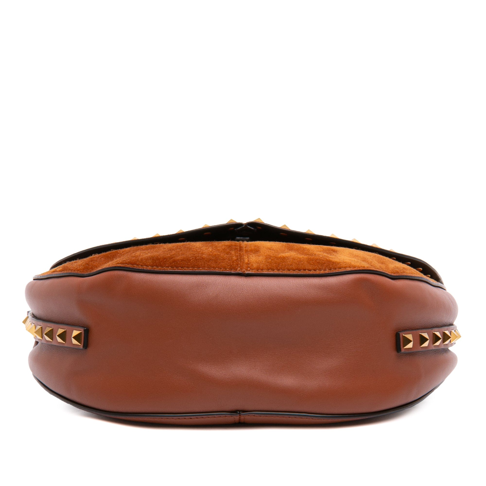 Valentino Suede and Calfskin Rockstud Halfmoon Crossbody