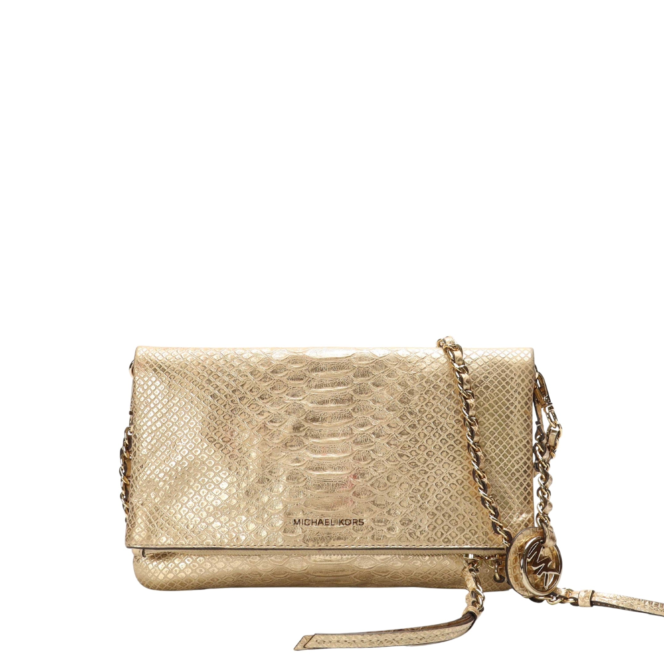 Michael Kors Metallic Gold Foldover Crossbody Bag