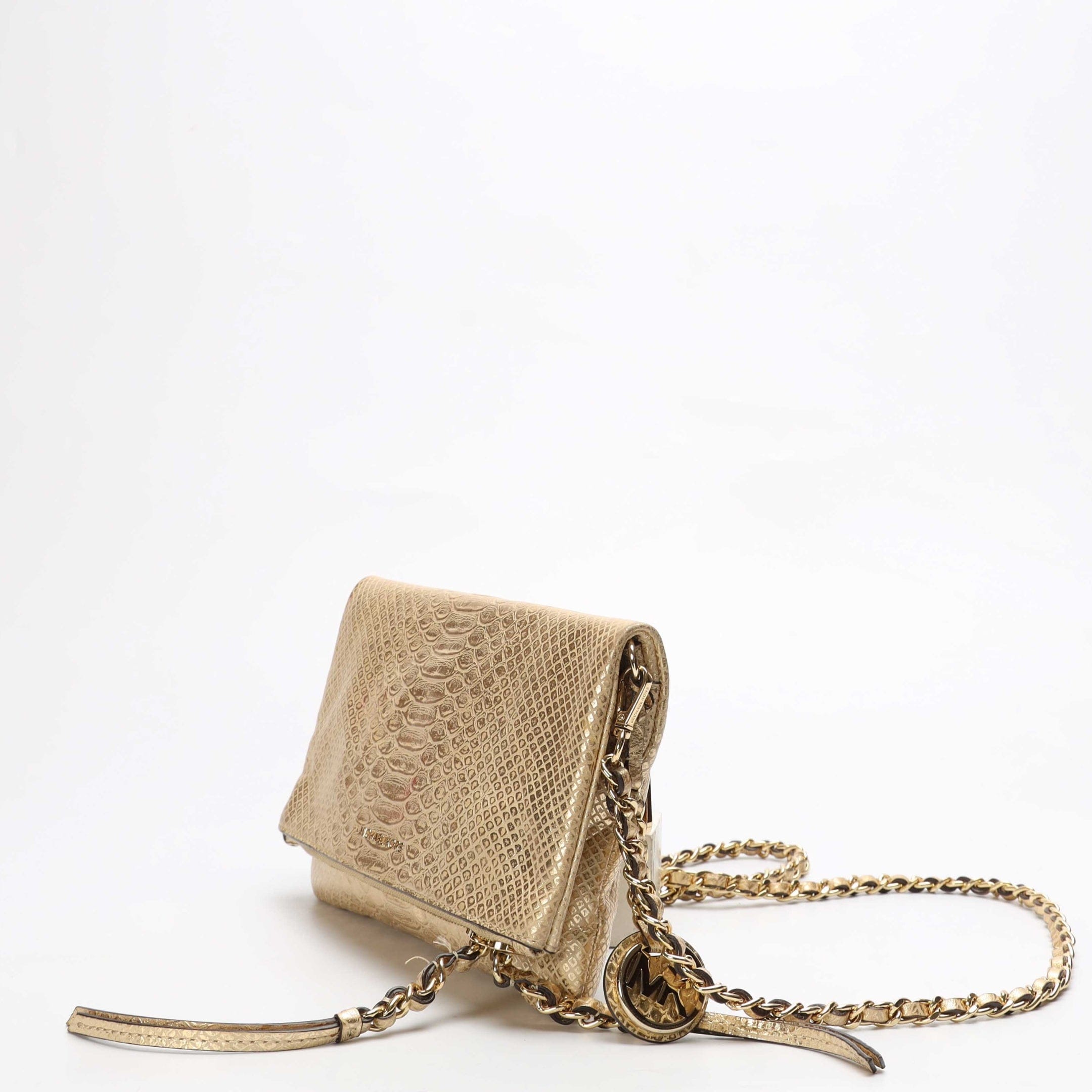 Michael Kors Metallic Gold Foldover Crossbody Bag