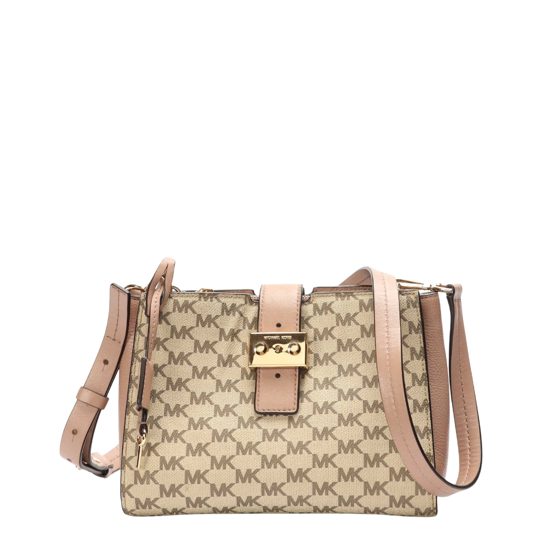 Michael Kors Salon Editor Pink Logo Crossbody Bag