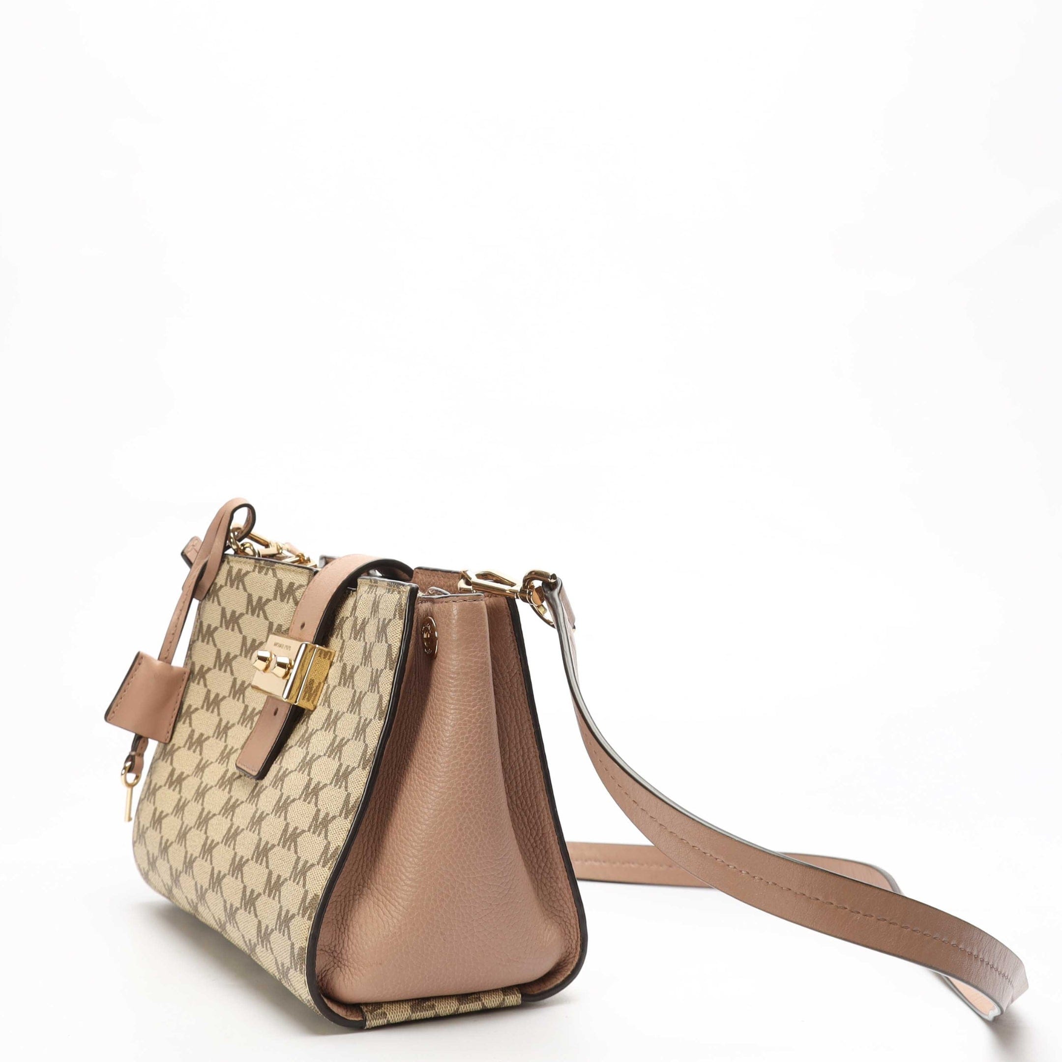 Michael Kors Salon Editor Pink Logo Crossbody Bag