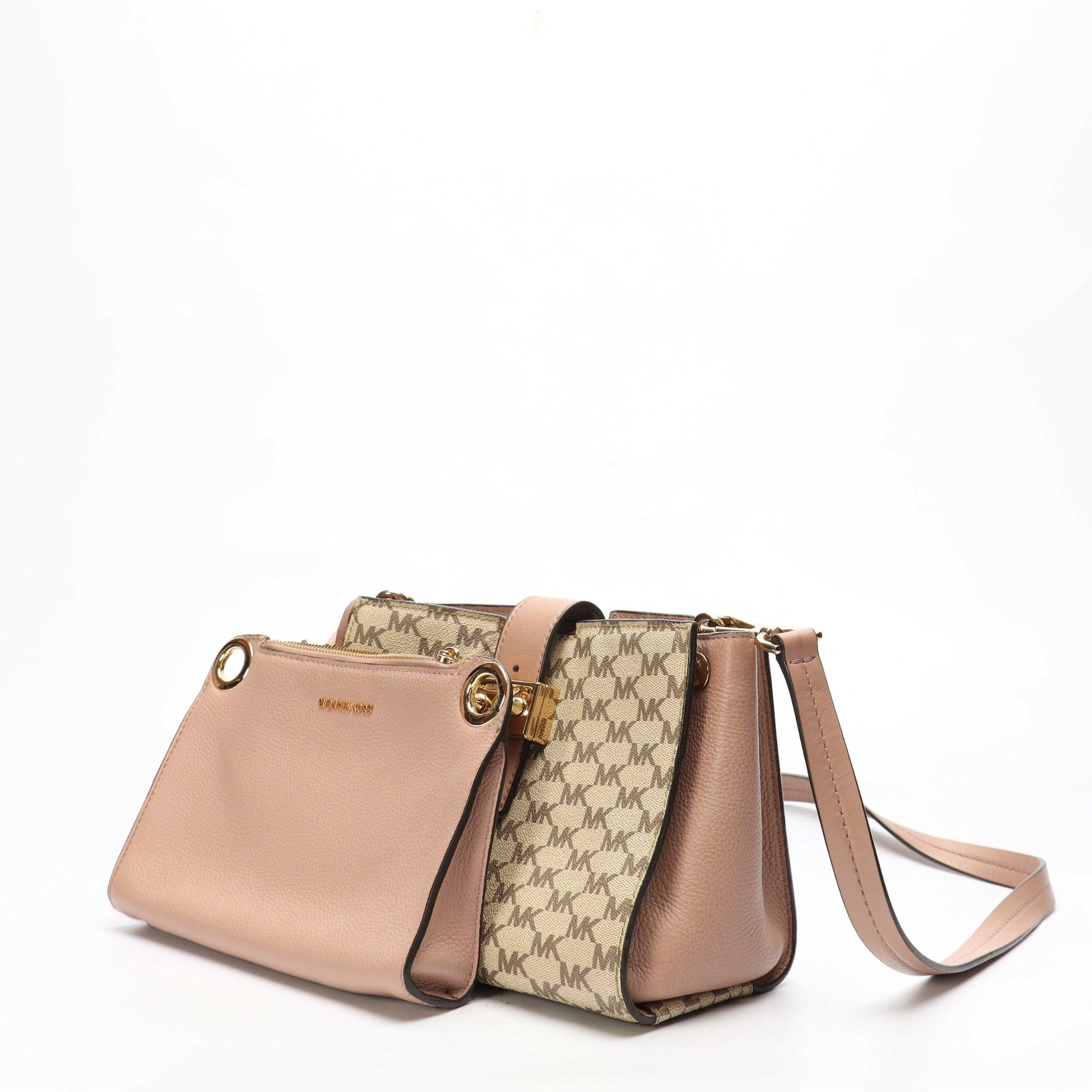 Michael Kors Salon Editor Pink Logo Crossbody Bag