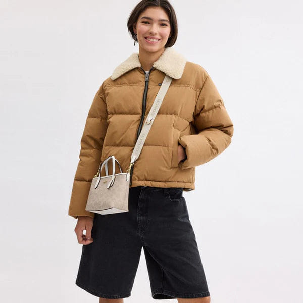 Coach City Mini Tote Bag In Signature Canvas Gold Sand Chalk