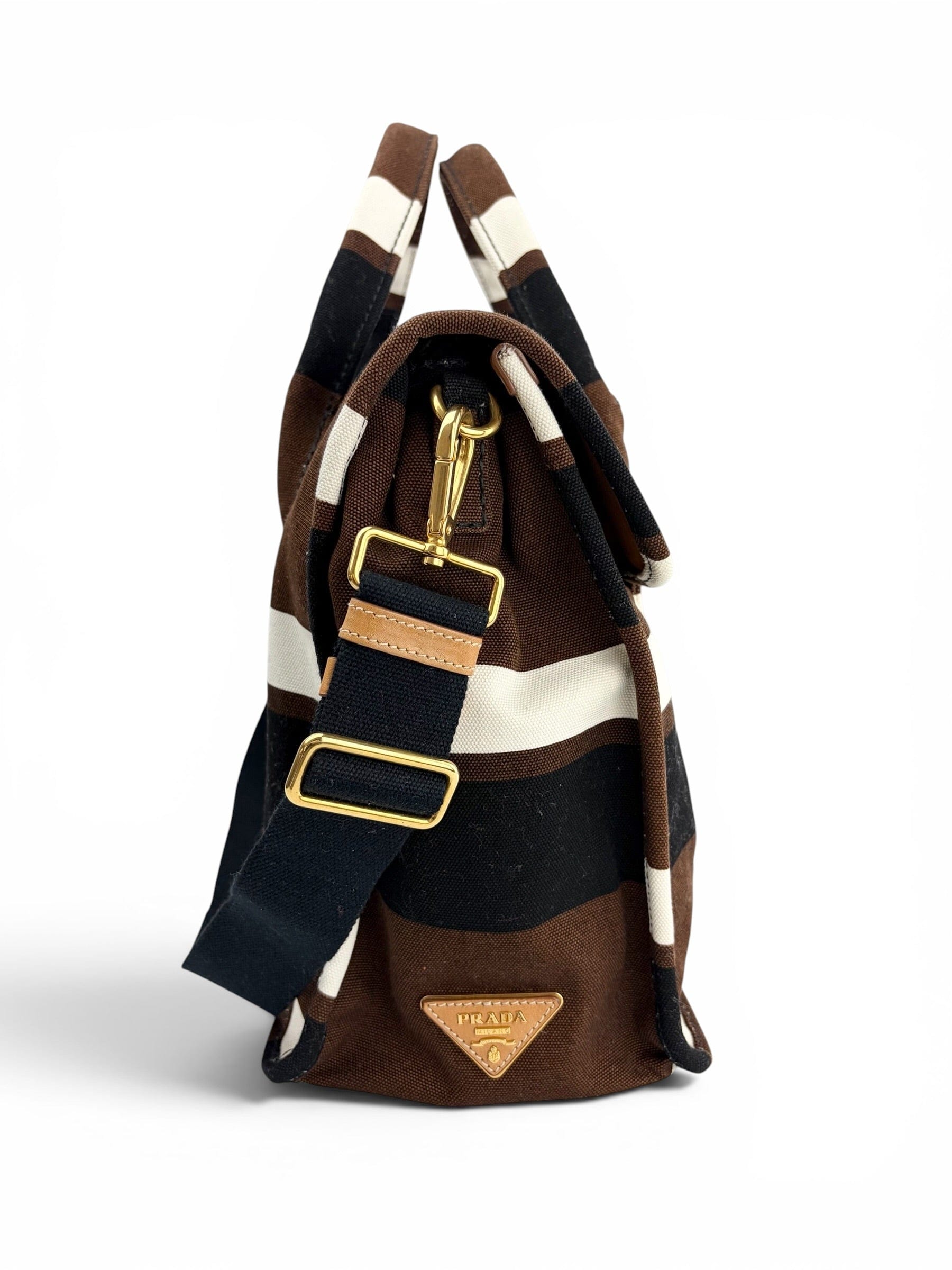 Prada Canapa Righe Top Handle Tote