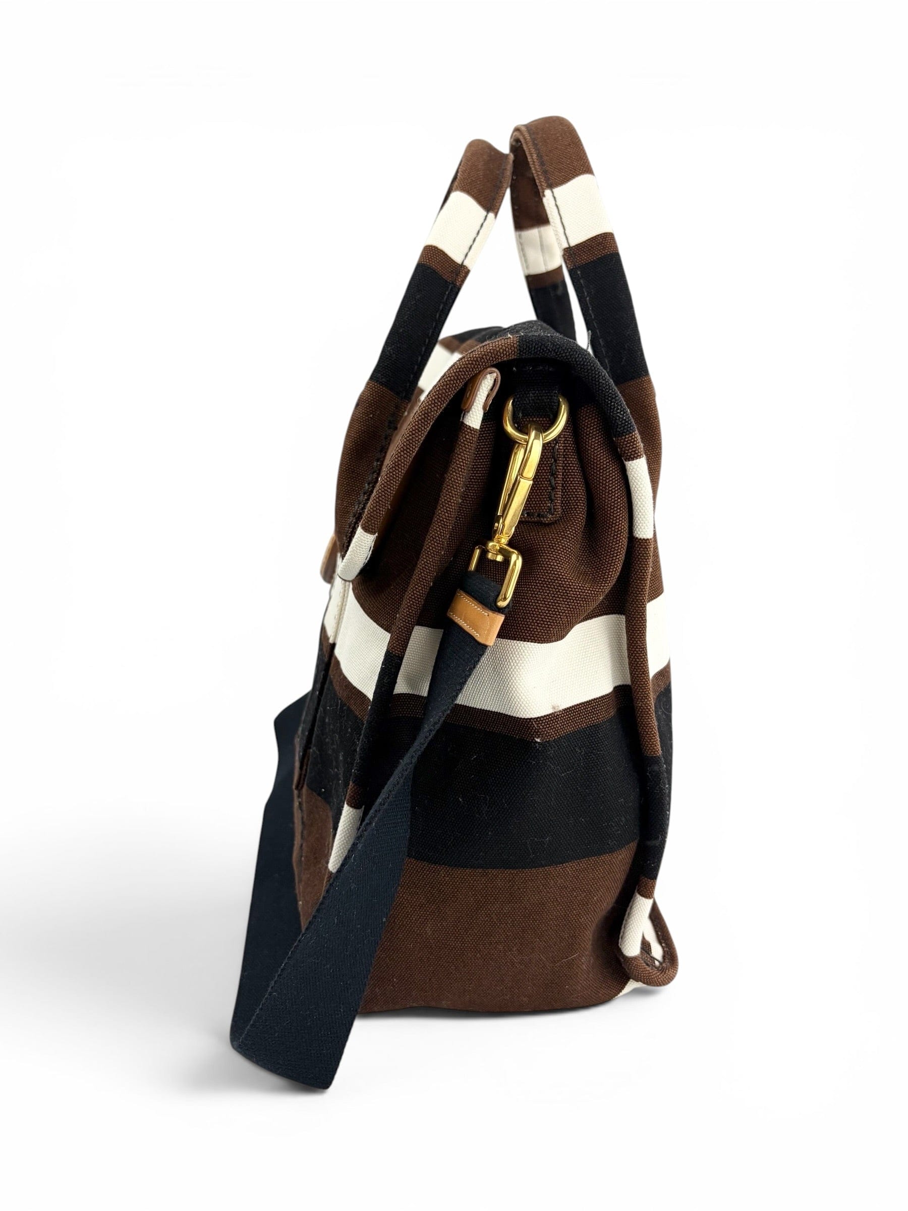 Prada Canapa Righe Top Handle Tote