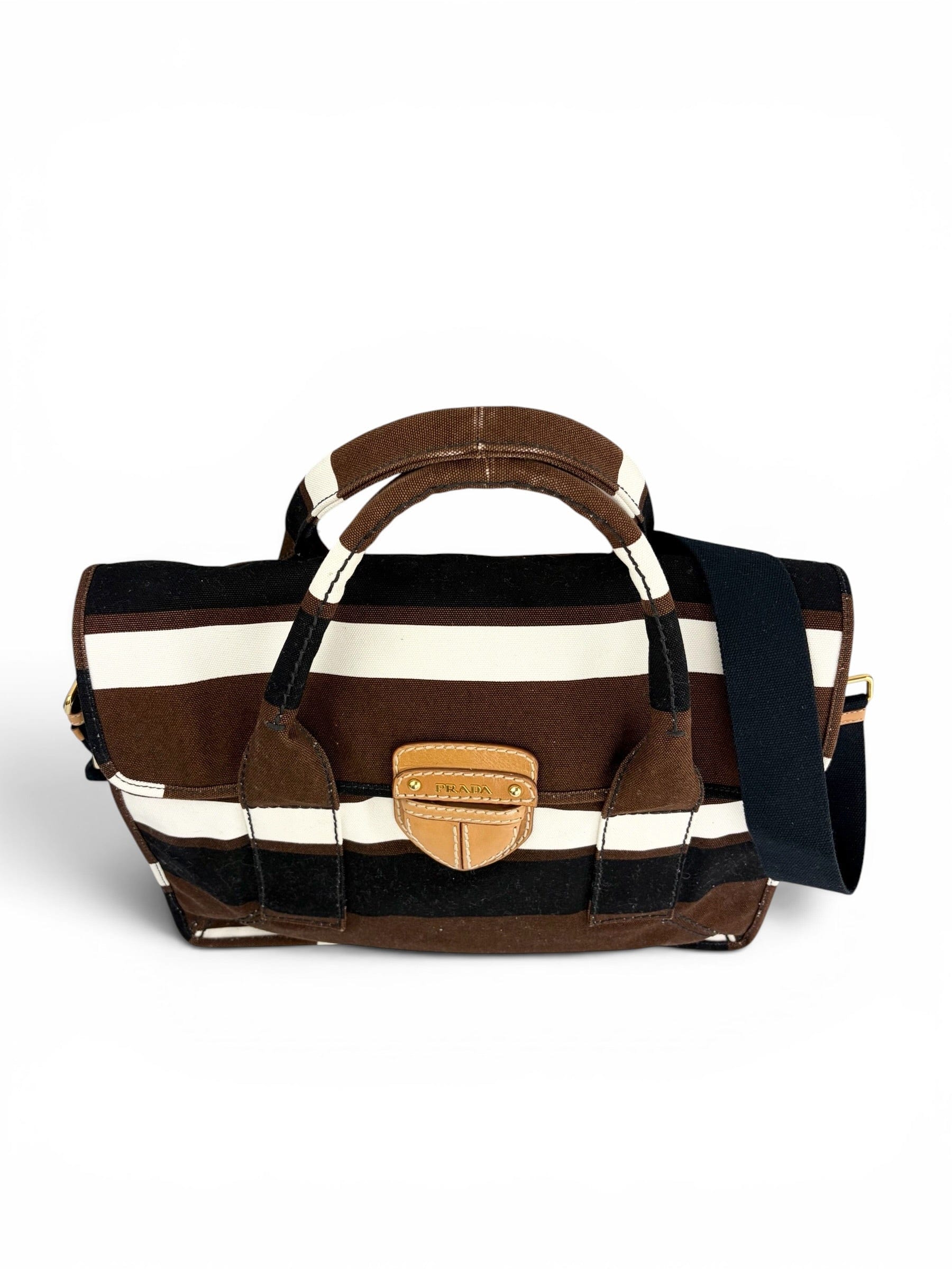 Prada Canapa Righe Top Handle Tote