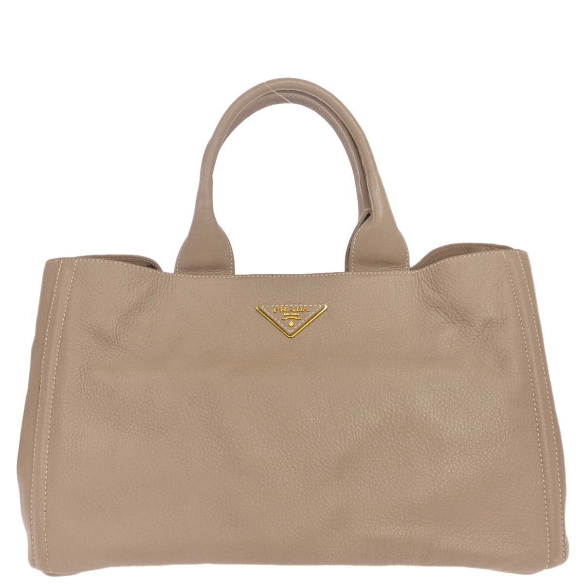 Prada Beige Calfskin Canapa Tote Handbag