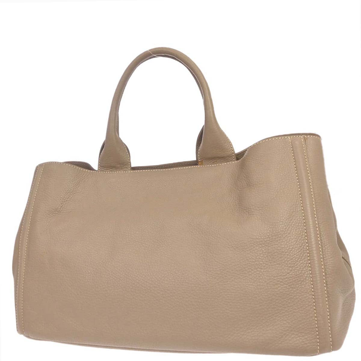 Prada Beige Calfskin Canapa Tote Handbag