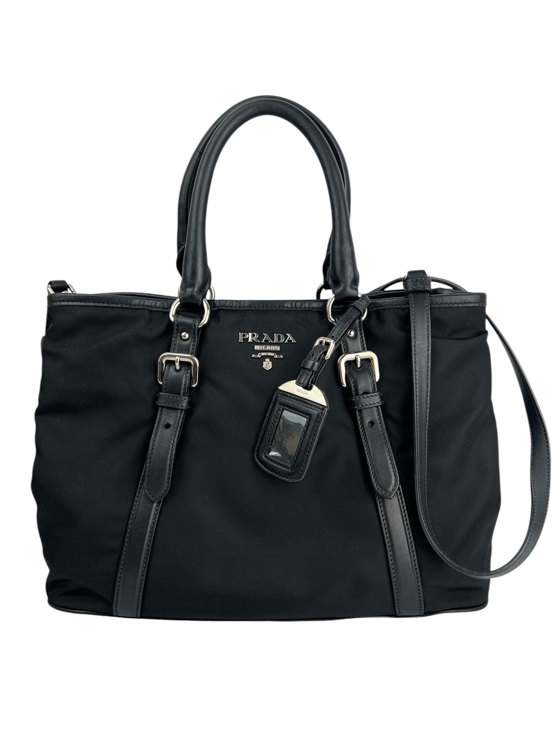 Prada Black Nylon Two Way Tote