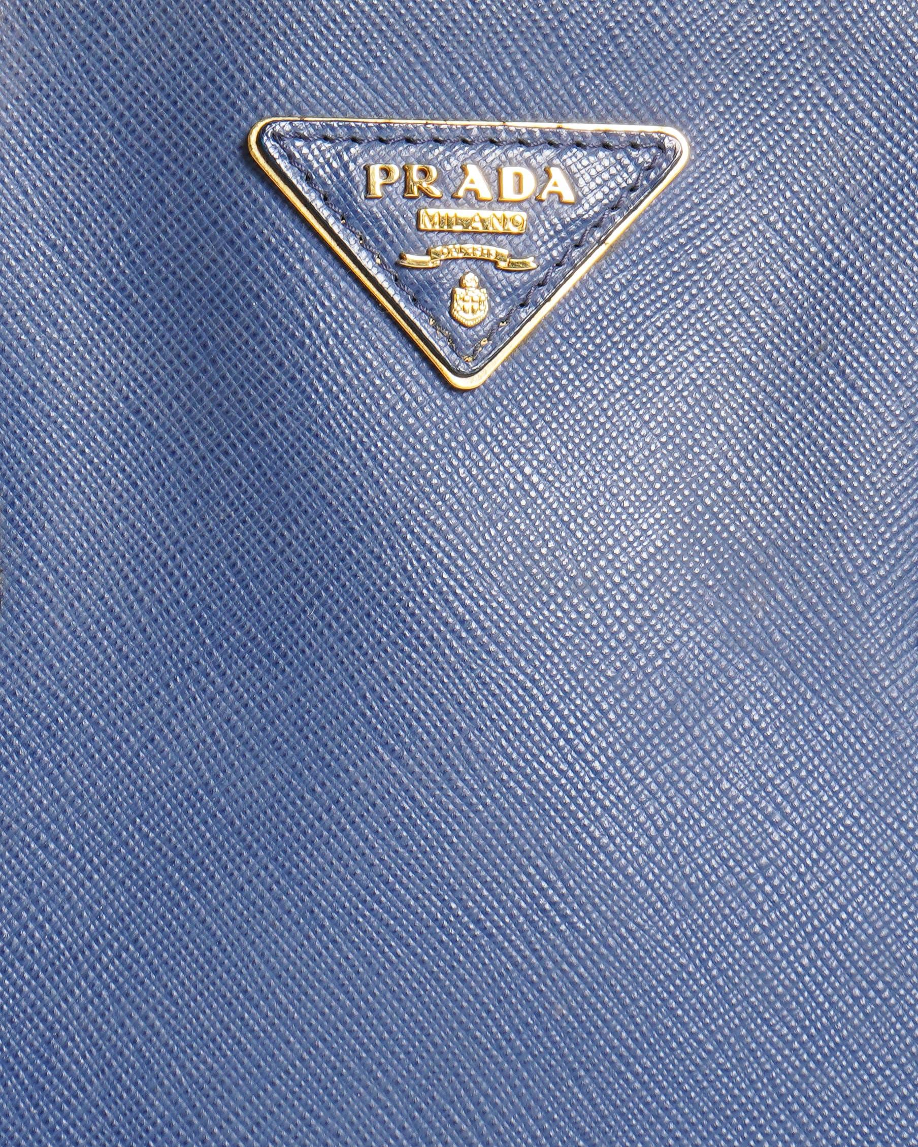 Prada Blue Saffiano Leather Lux Tote