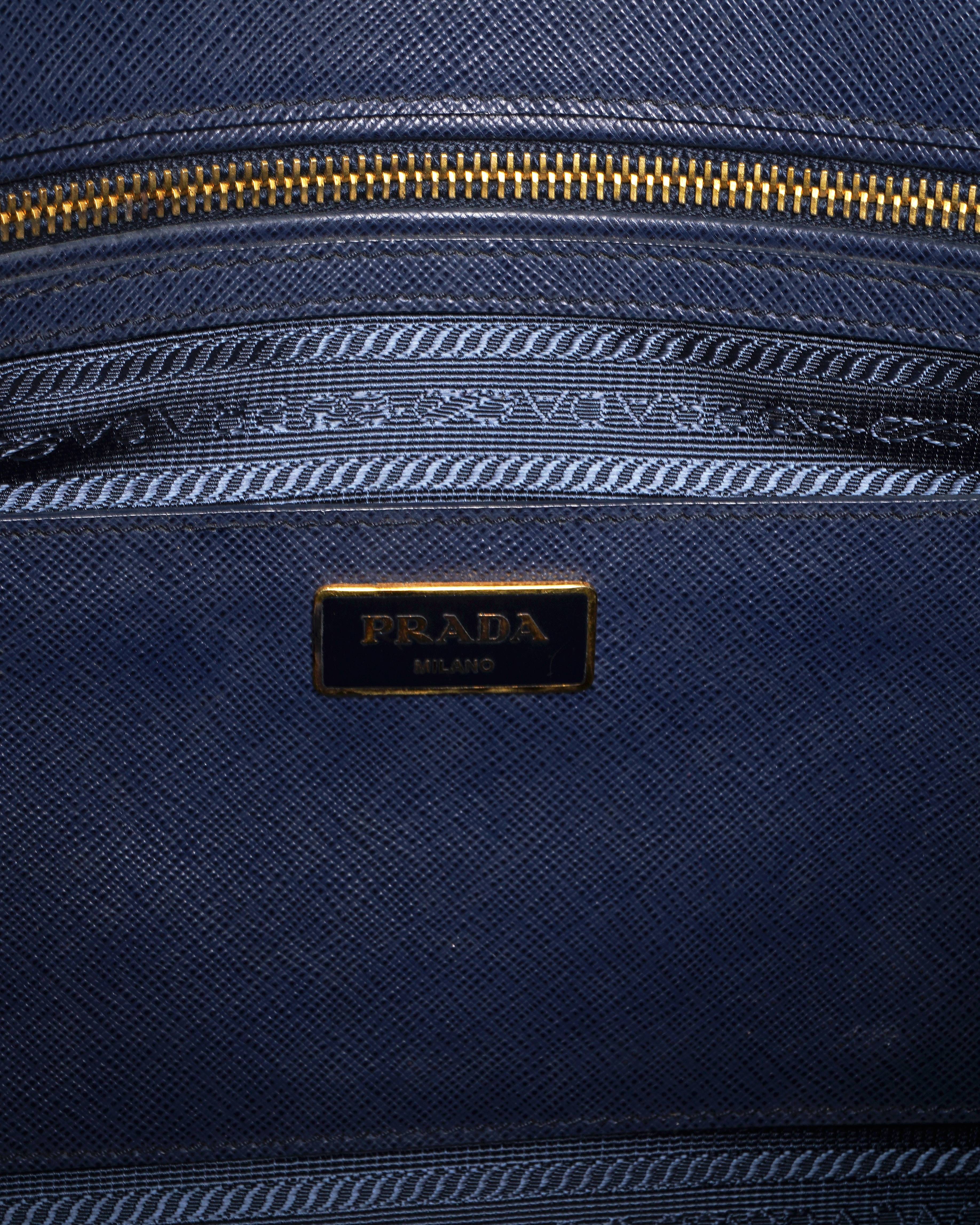 Prada Blue Saffiano Leather Lux Tote