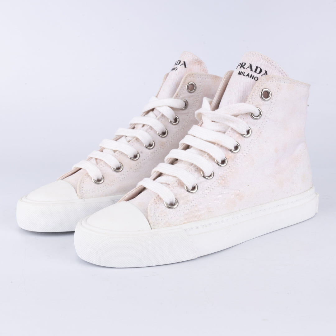 Prada Cap Toe Cloth High Top Sneakers